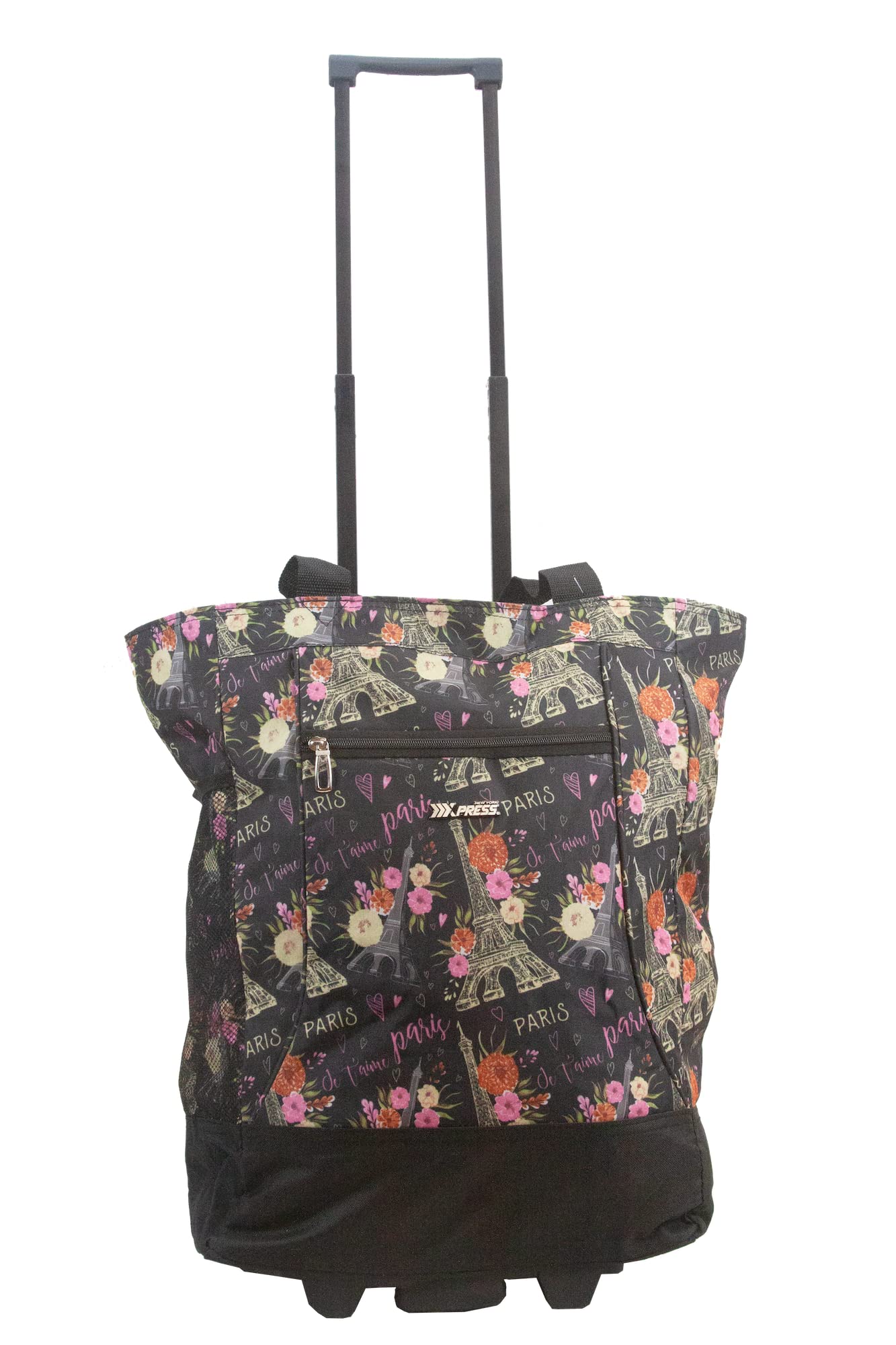 Foldable Wheeled Shopping Tote Bag - Lightweight Grocery Cart with Extendable Handle for Supermarkets, Travel & Beach - Convenient Rolling Grocery Carrier for Seniors & Shopping Trips
