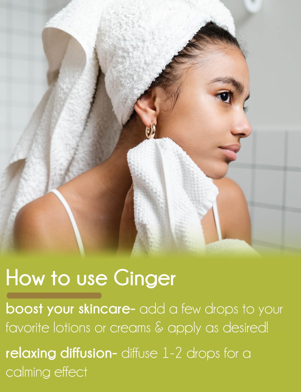 100% Pure Ginger Essential Oil - 2 fl oz (59 ml) Glass Bottle with Cap - Aromatherapy, Massage & DIY Skincare - GreenHealth