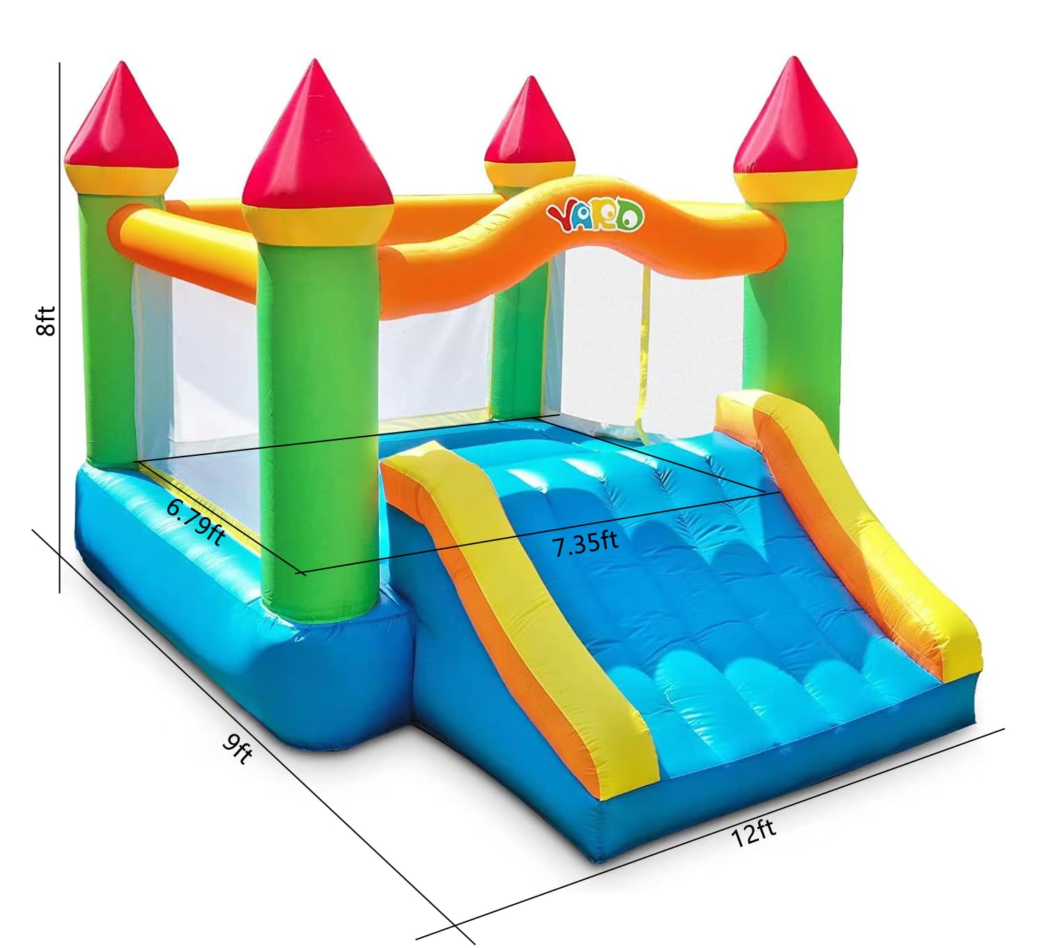 **YARD Inflatable Bounce House with Slide for Kids 5-12 | 12ft x 9ft x 8ft Bouncy Castle for Outdoor & Indoor Use | Jump House with Blower for Toddlers, Kids & Adults | Perfect for Backyard Parties, Birthday Celebrations & Family Gatherings**