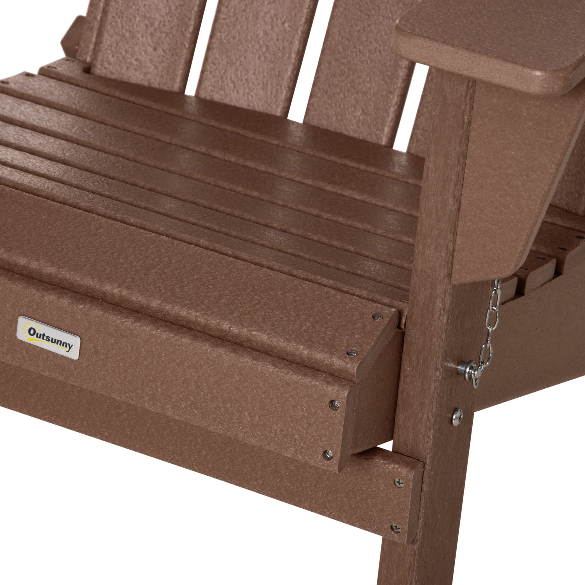 Outsunny Folding Adirondack Chair - Weather-Resistant HDPE Outdoor Fire Pit Chair for Patio, Garden, Backyard & Lawn - Brown - Perfect for Camping, Picnics & Relaxing by the Fire