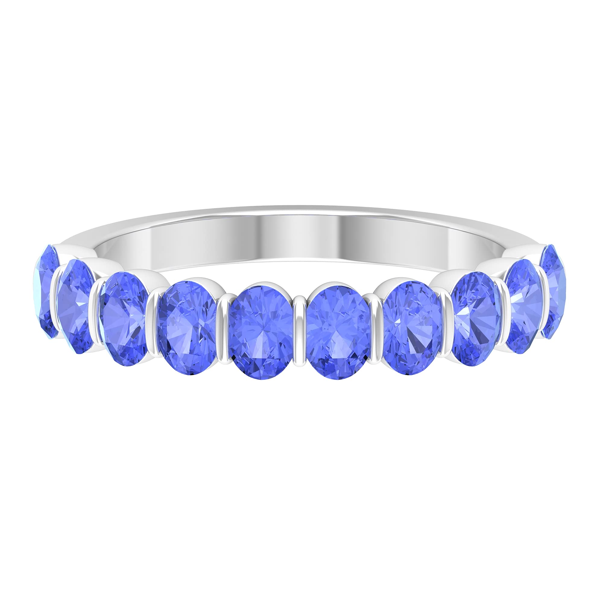 1.50 CT Tanzanite Half Eternity Ring for Women - 14K Solid Gold December Birthstone Ring - Elegant Tanzanite & Gold Semi Eternity Band for Anniversary, Engagement, or Gift