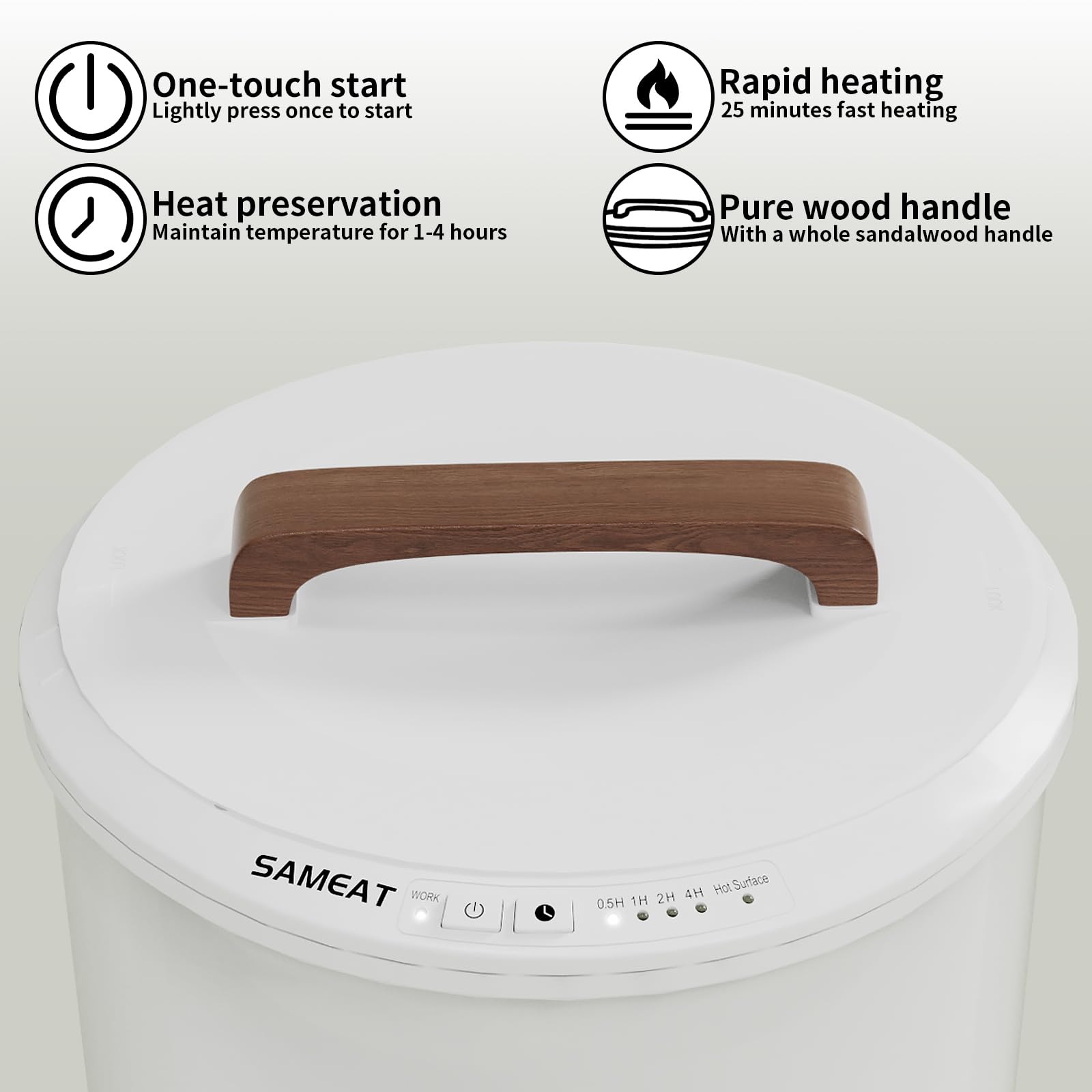SAMEAT Large Electric Heated Towel Warmer for Bathroom - Wooden Handle, Auto Shut Off, Holds 2 Oversized 40