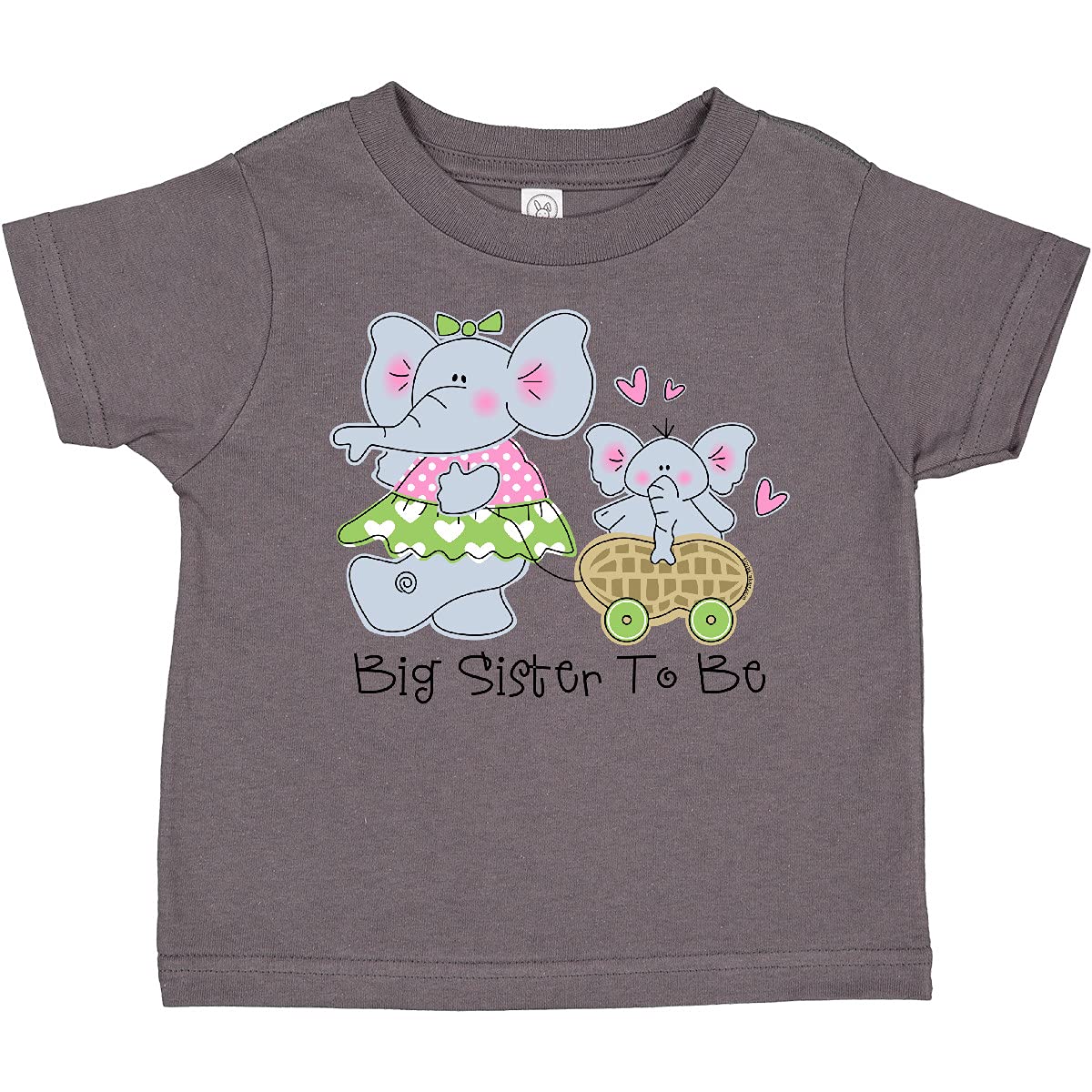 Inktastic Elephant Future Big Sister Toddler T-Shirt - Cute Cotton Tee for Toddler Girls - Perfect for Sibling Announcement & Family Photos