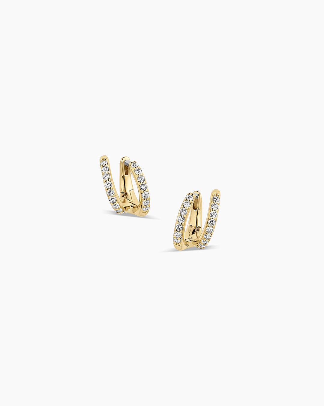 Shimmer Double Huggie Earrings - Sparkling Hoop Earrings for Women, Dainty Gold Huggie Hoops, Perfect for Everyday Wear, Parties & Gifts