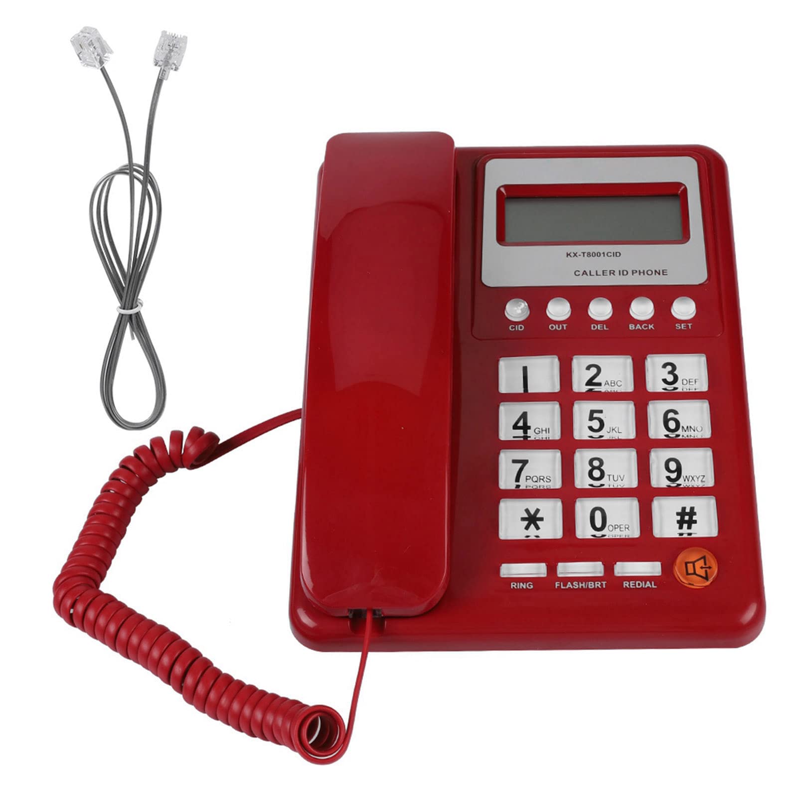 KXT8001 Red Corded Landline Phone with LCD Display - Standard Desktop Telephone for Home, Office, School & Hotel | Reliable Communication Solution for Businesses & Households