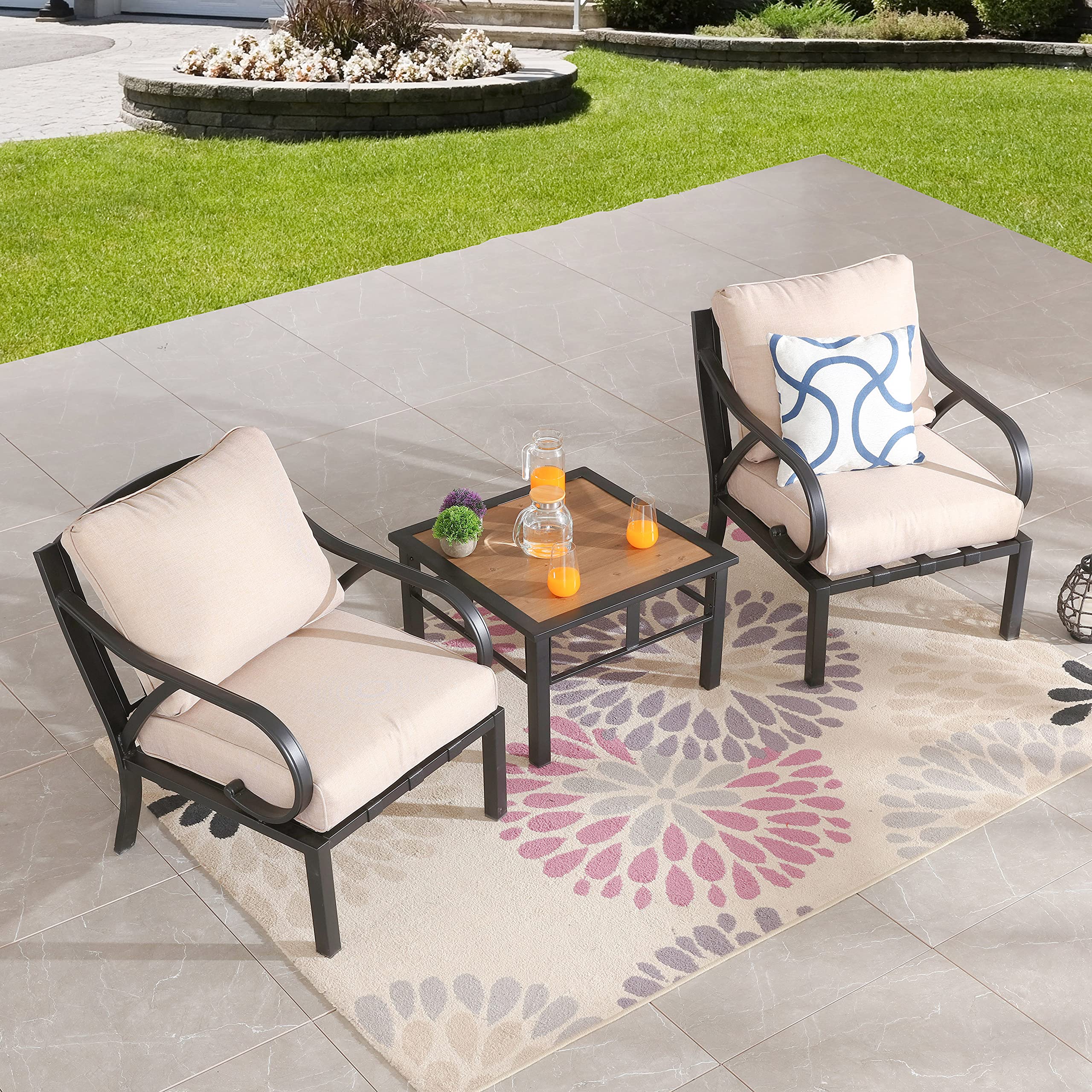 PatioFestival 2-Piece Outdoor Bistro Chair Set with 5.9