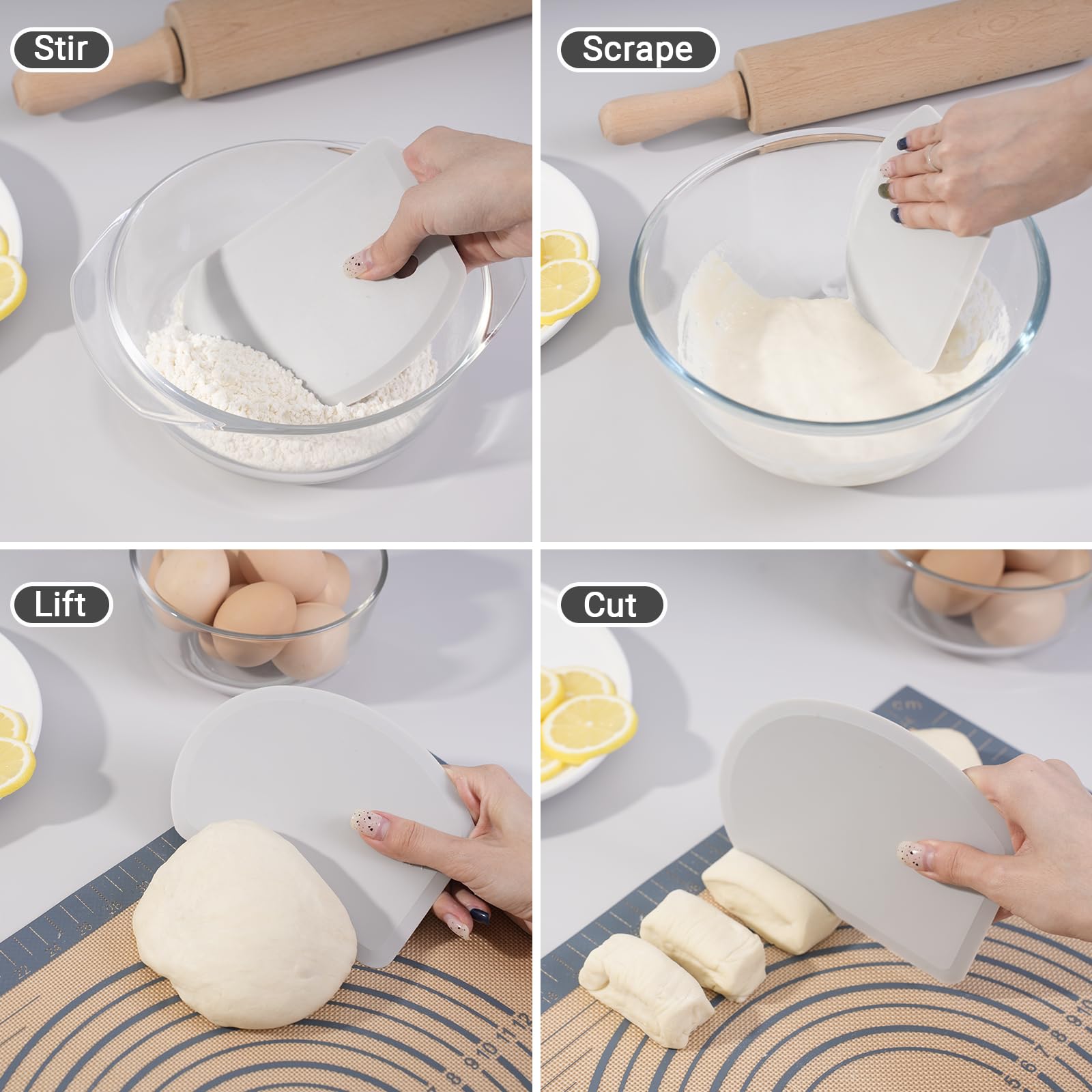 Flexible Curved Edge Silicone Bowl Scraper (5.98