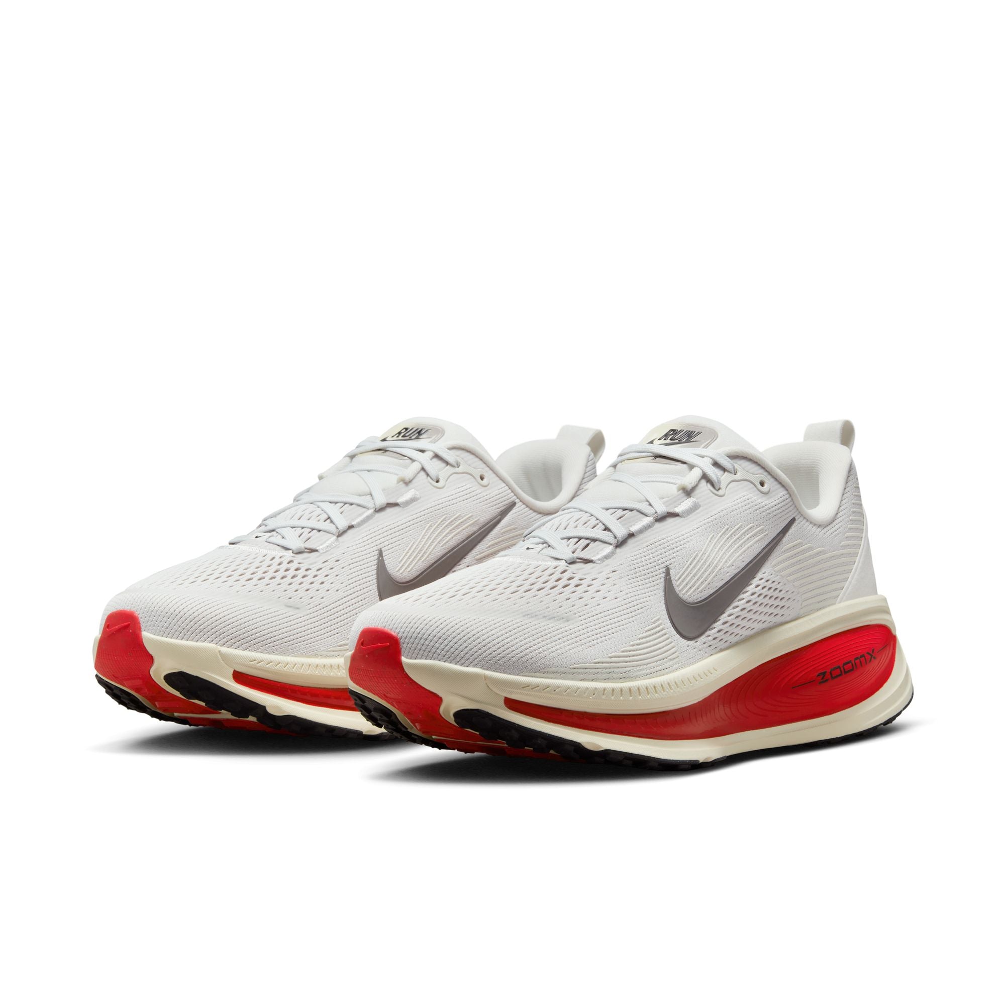 Nike Men's Vomero 18 Running Shoes - Platinum Tint/Metallic Pewter/Siren Red - Lightweight Cushioned Sneakers for Jogging, Gym Workouts & Everyday Wear