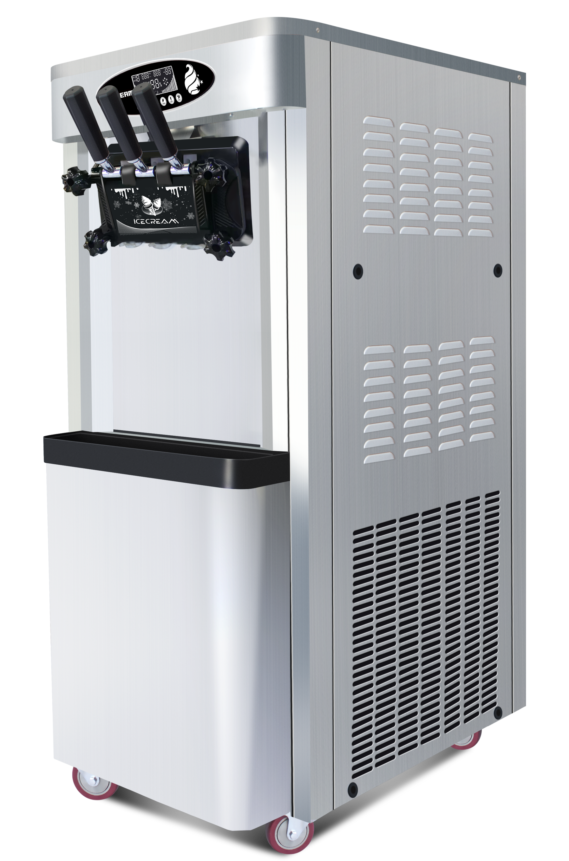 Commercial Soft Serve Ice Cream Machine - 25-30L/H Production, 2000W Power, 2x6L Hoppers for Restaurants & Snack Shops - Triple Flavor Dispenser for Dessert Bars, Cafes & Ice Cream Parlors
