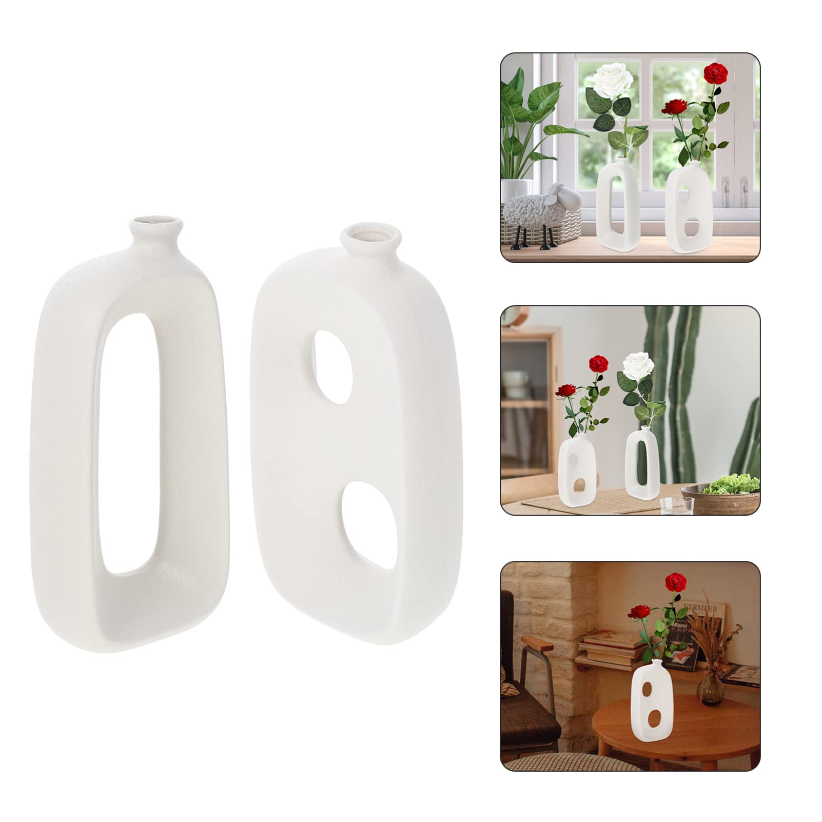 2pcs Abstract Ceramic Vase Set - Small Modern Art Vase for Home Decor, Desktop, Flower Arrangement, and Dry Flowers | Perfect for Living Room, Bedroom, and Office Decoration