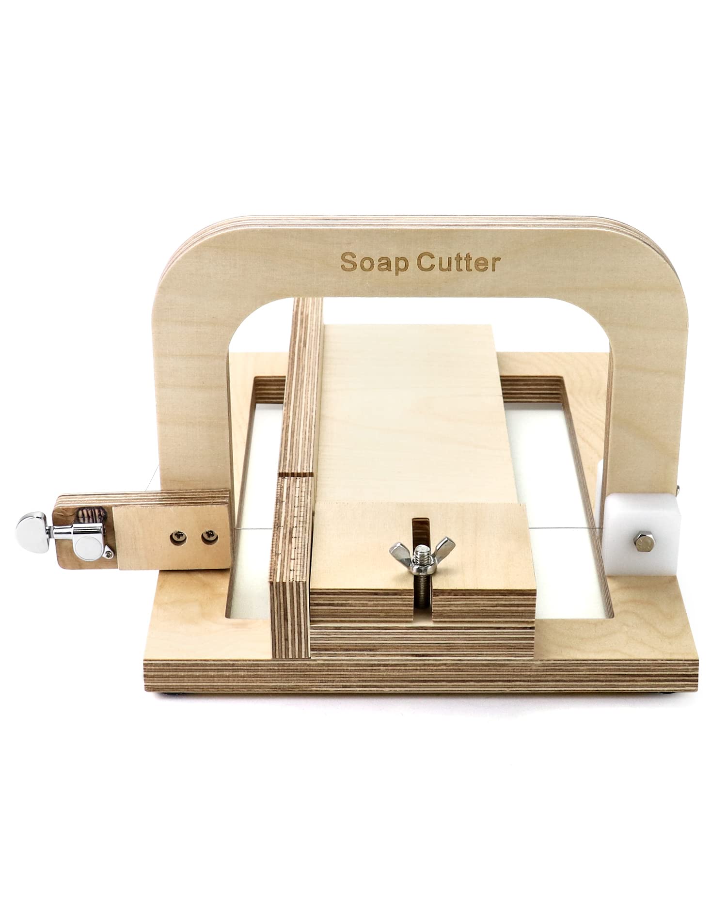 QWORK Adjustable Wooden Single Wire Soap Cutter for Handmade Soap Making, DIY Soap Slicer for Candles, Cheese & Wax Trimming - Perfect for Home Crafting & DIY Projects (1 Pack)