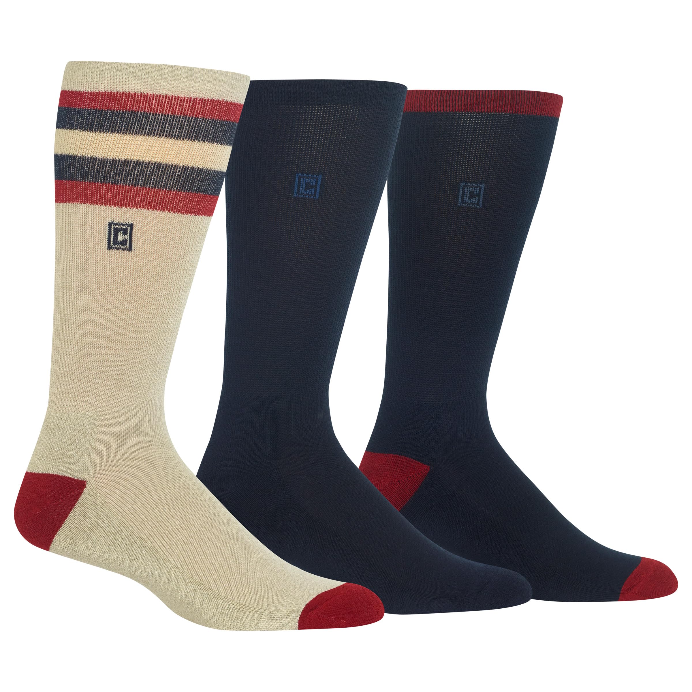 Chaps Men's Casual Flag Stripe Crew Socks - 3 Pair Pack, Comfortable Cotton Blend Socks for Daily Wear, Workout & Outdoor Activities