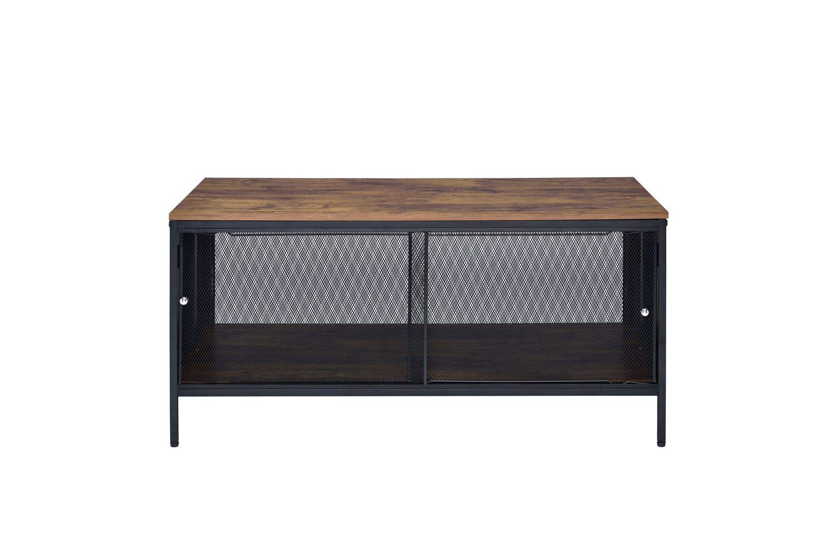 Vintage Oak & Black Coffee Table - Rustic Farmhouse Style for Living Room, Lounge & Office Decor