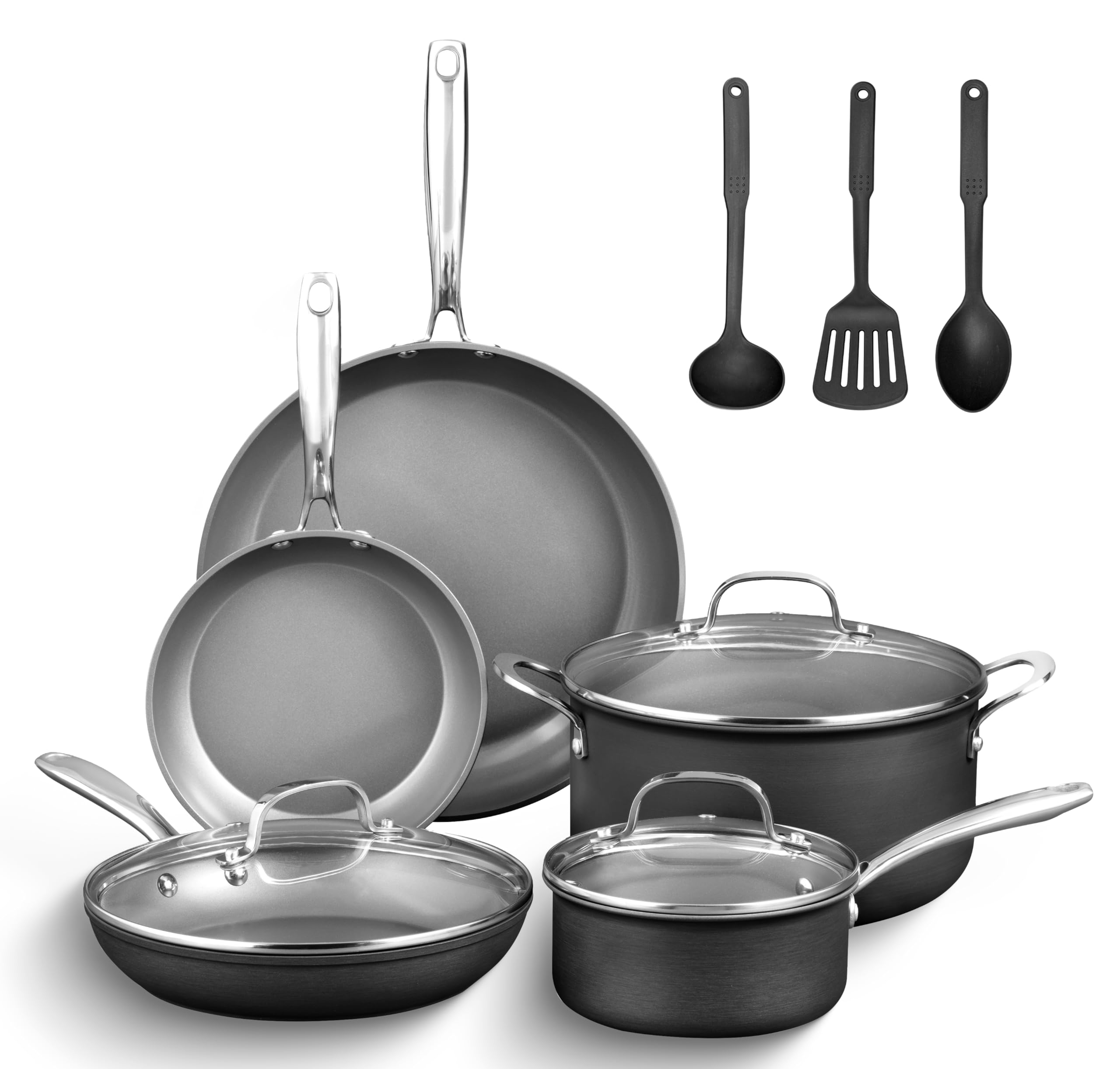 Granitestone 13-Piece Ceramic Non-Stick Cookware Set - Hard Anodized Pots & Pans for Kitchen | Dishwasher Safe & Scratch Resistant | Perfect for Frying, Sautéing & Everyday Cooking