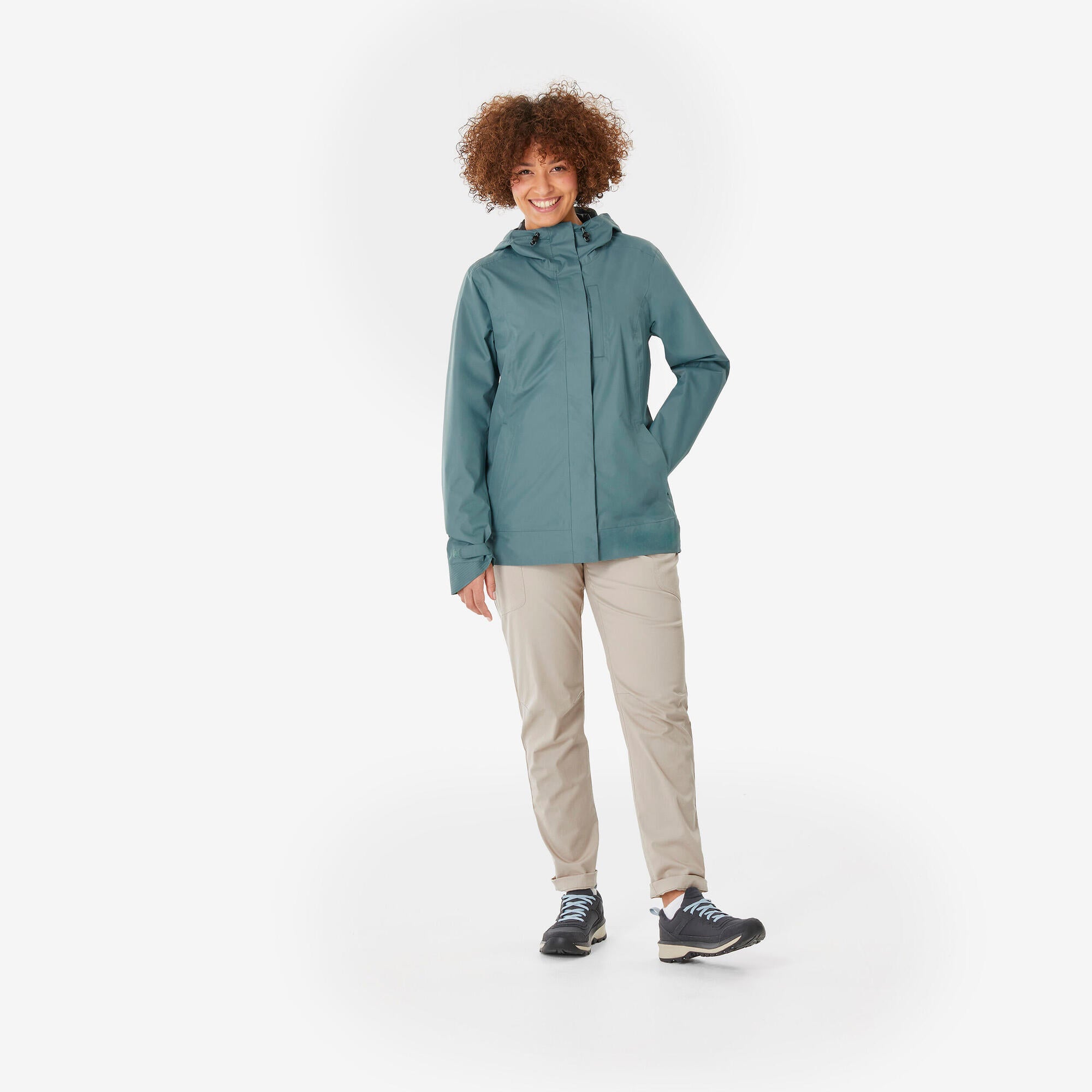 Quechua Women’s NH500 Waterproof Hiking Rain Jacket - Lightweight Windproof Outdoor Coat for Trekking, Camping & Mountain Adventures