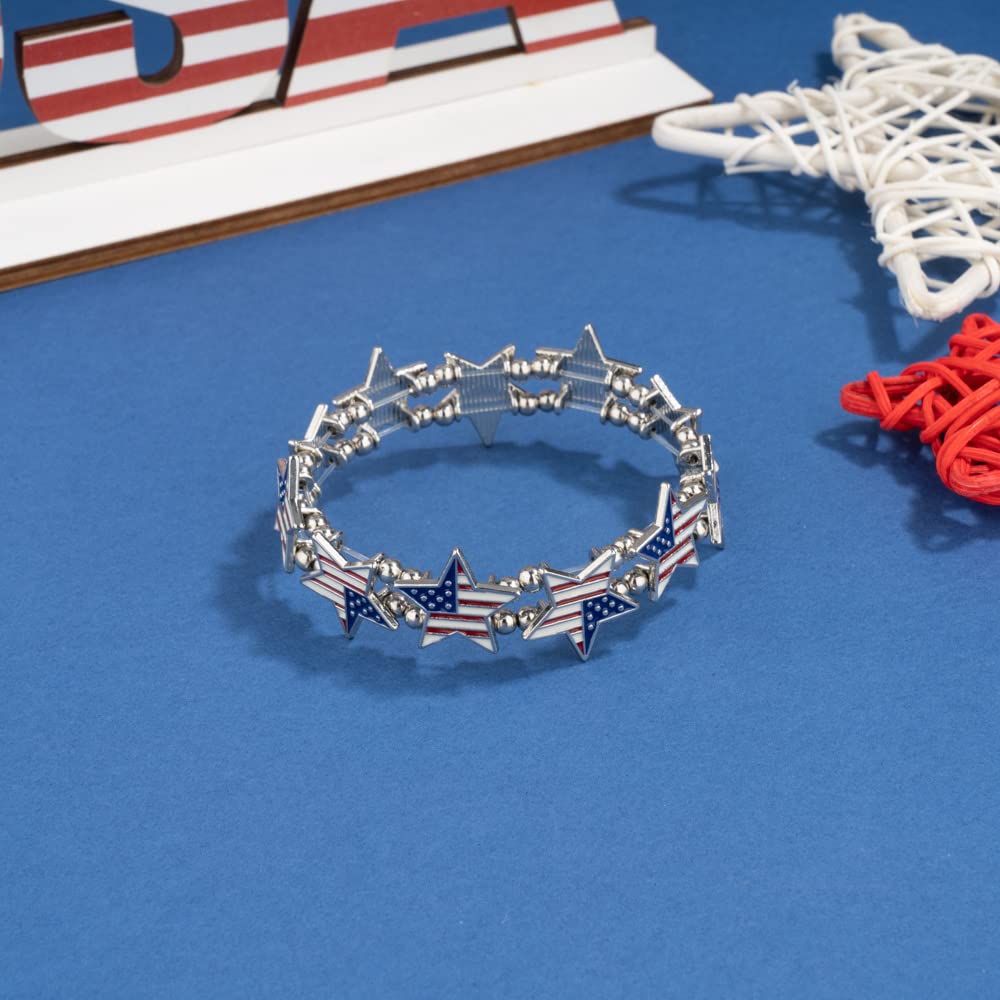Madison Tyler American Flag Bracelets for Women – Red White Blue Stretch Beaded Bracelets | Patriotic 4th of July Independence Day Jewelry | Perfect for National Holidays, Parties & Everyday Wear