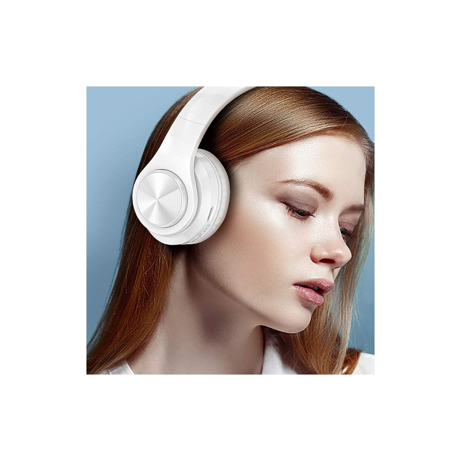 Wireless Bluetooth Over-Ear Headphones with Deep Bass, Colorful LED Lights & Built-in Mic - Lightweight Foldable HiFi Stereo Headset for Kids & Adults - Perfect for School, Classroom, Home, Travel, Office, PC & Smartphone Use - White