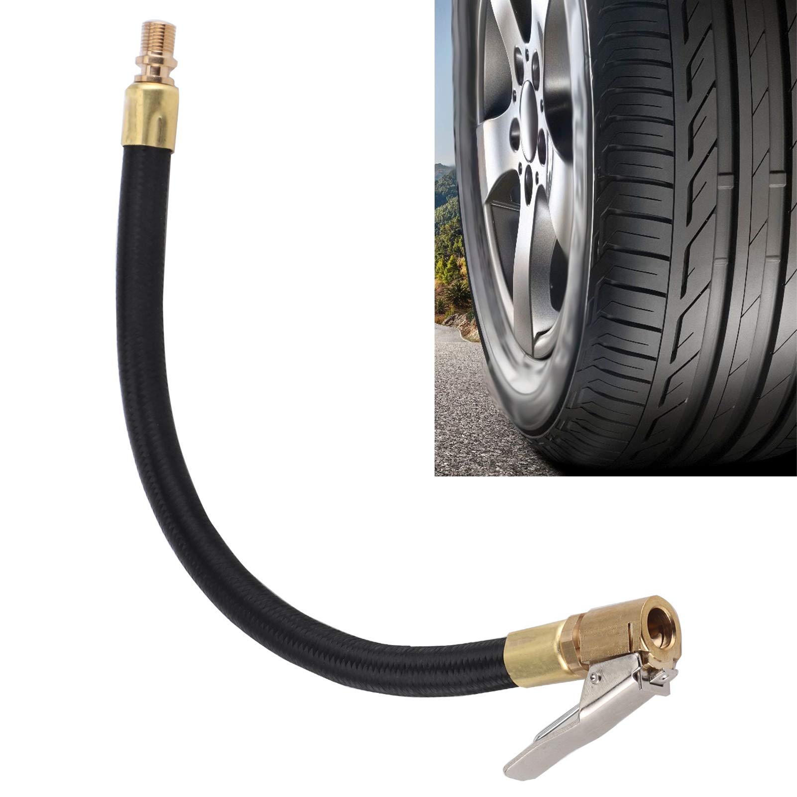 Premium Tire Inflator Hose with Quick Inflation Chuck - Heavy Duty Extension Tube for Car, Motorcycle & Bike Tires | Perfect for Roadside Emergencies, Garage Use & Travel Accessories