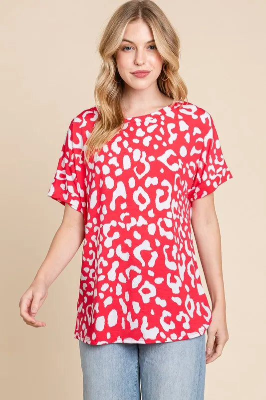 BOMBOM Animal Print Stretchy T-Shirt for Women - Soft Comfortable Casual Tee - Perfect for Everyday Wear, Weekend Outfits & Street Style Fashion