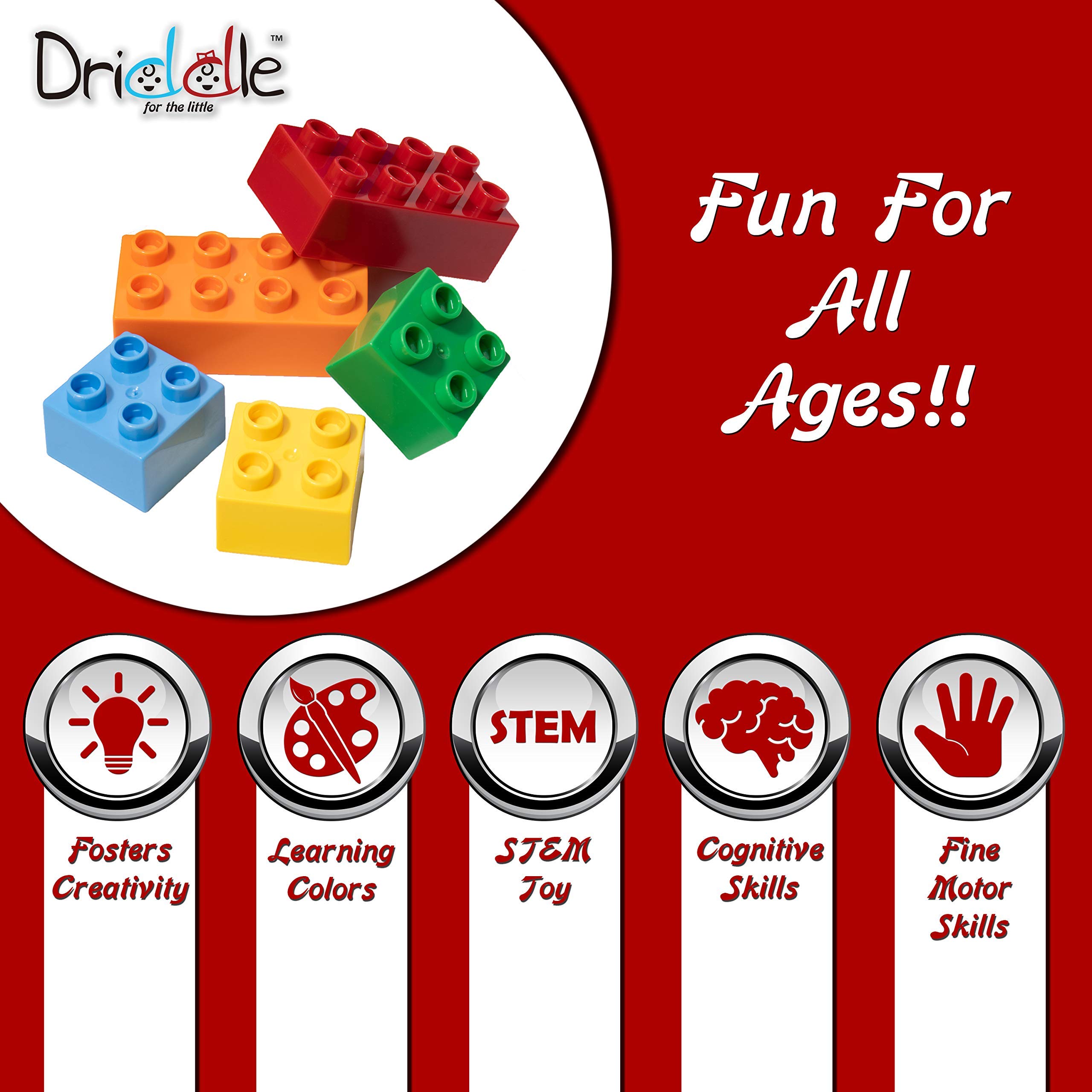 Large Building Blocks for Kids - STEM Educational Toys - 50-Piece Classic Big Bricks Set - Compatible with LEGO & Major Brands - Creative Learning Toys for Toddlers & Children (Ages 3+) - Perfect for Classroom, Birthday Gifts & Family Bonding Activities