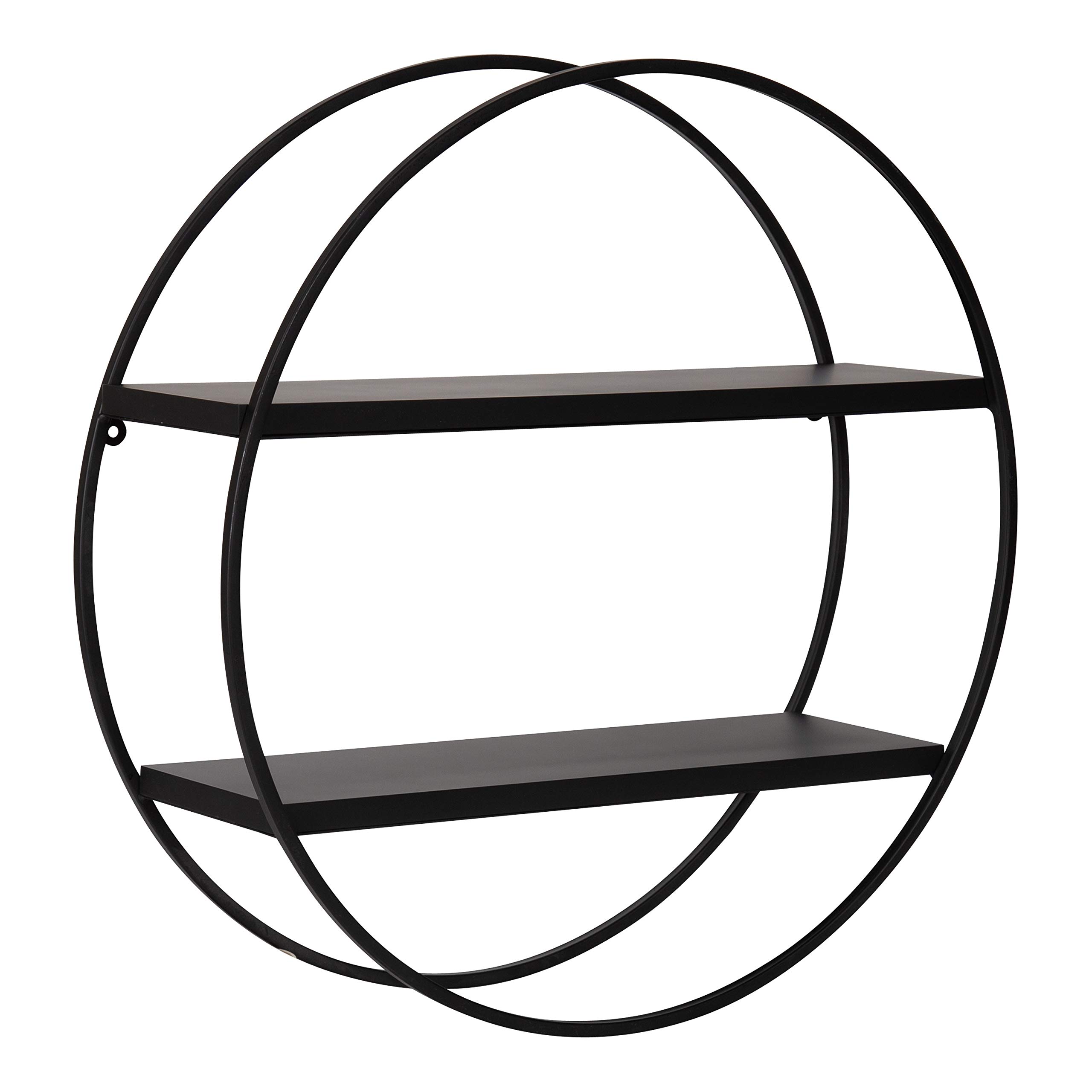 Kate and Laurel Sequoia Modern Floating Round Wall Shelf - 24 Inch Diameter Black Decorative Shelf for Living Room, Bedroom, Bathroom | Stylish Wall Storage & Display for Home Decor
