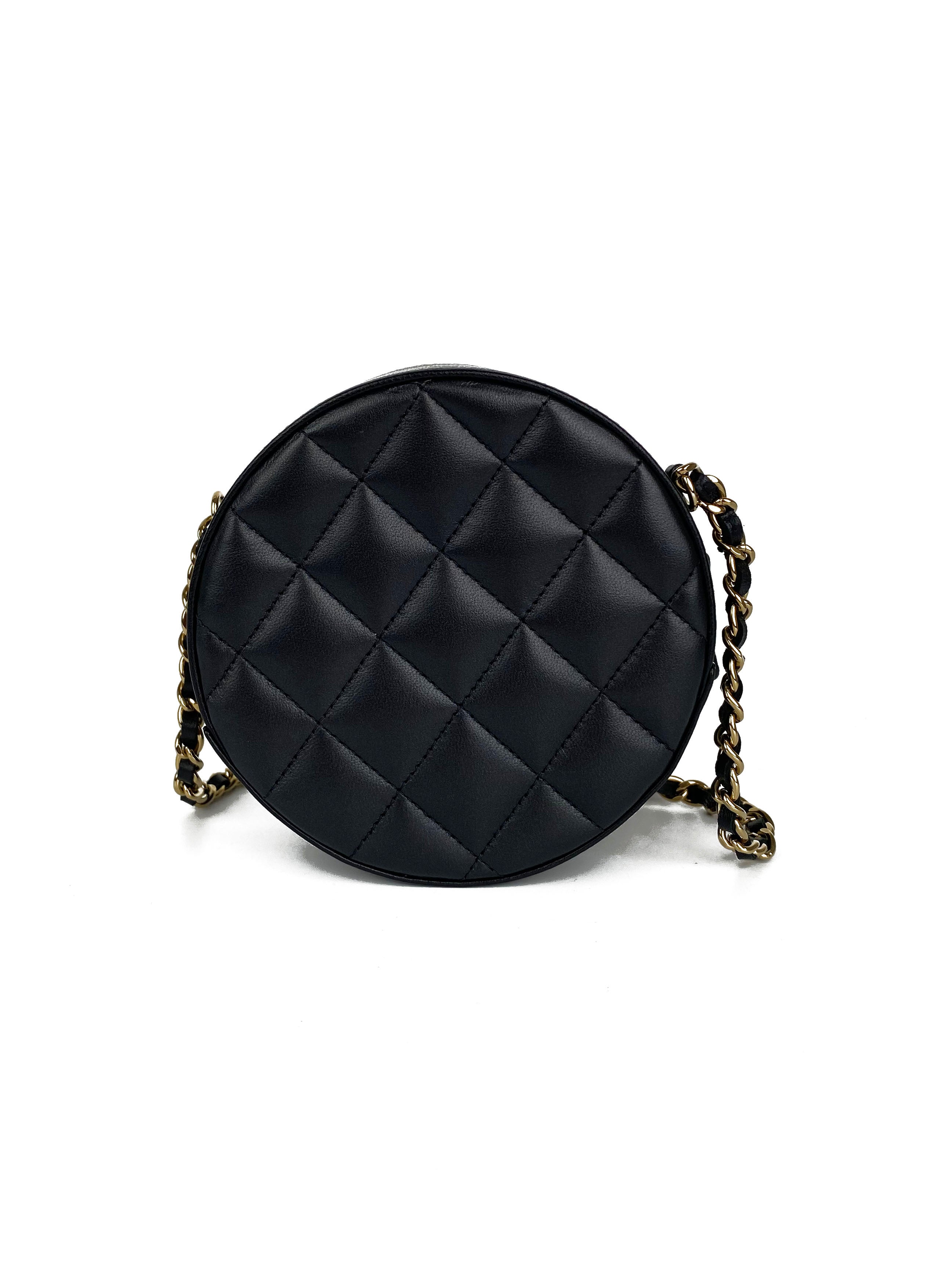 Chanel Black Leather Round Shoulder Bag with Bow - Elegant Women's Handbag for Work, Party & Evening Events | Luxury Designer Purse for Daily Use & Special Occasions