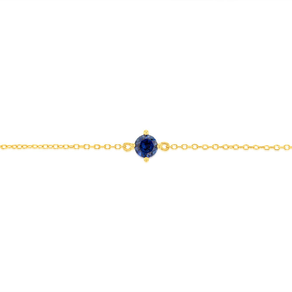 0.30 Carat Lab-Created Sapphire Adjustable Bracelet 17cm in 9K Yellow Gold | Elegant Jewelry Gift for Women, Perfect for Weddings & Special Occasions