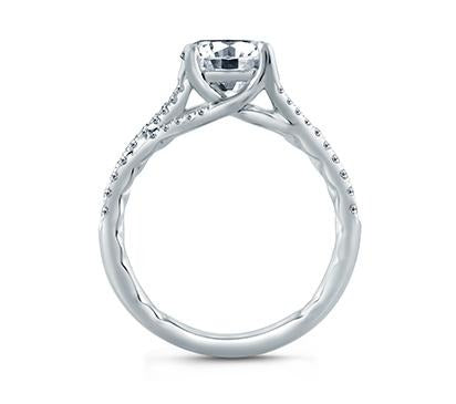 1.5 Carat Pave Diamond Split Shank Engagement Ring - 14K White Gold Wedding Band for Women | Perfect Proposal Gift & Anniversary Jewelry
