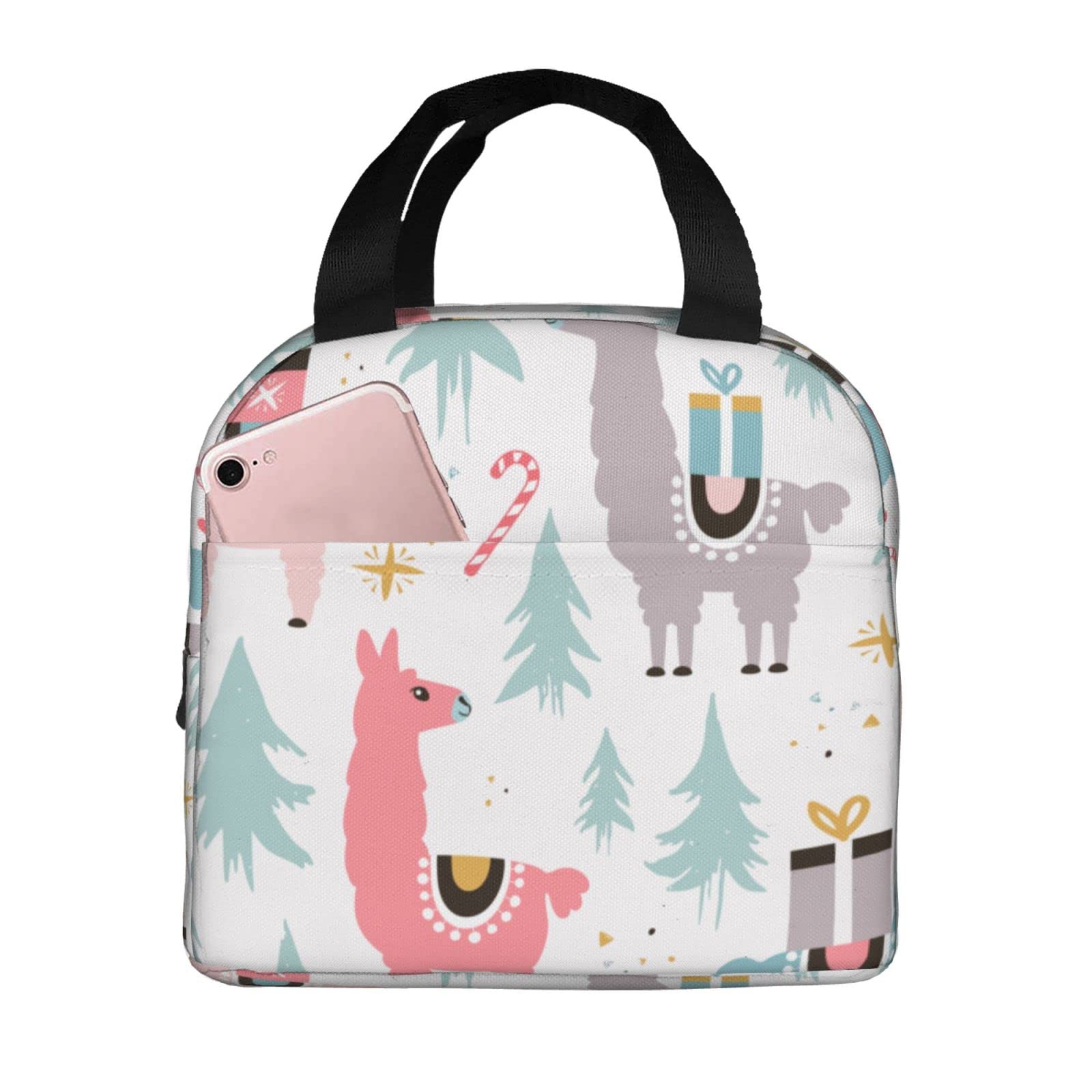 Christmas Llamas Insulated Lunch Bag - Reusable Tote Cooler for Office, Picnic & Travel | Portable Thermal Lunch Box for Men & Women | Perfect for Work, School & Outdoor Activities
