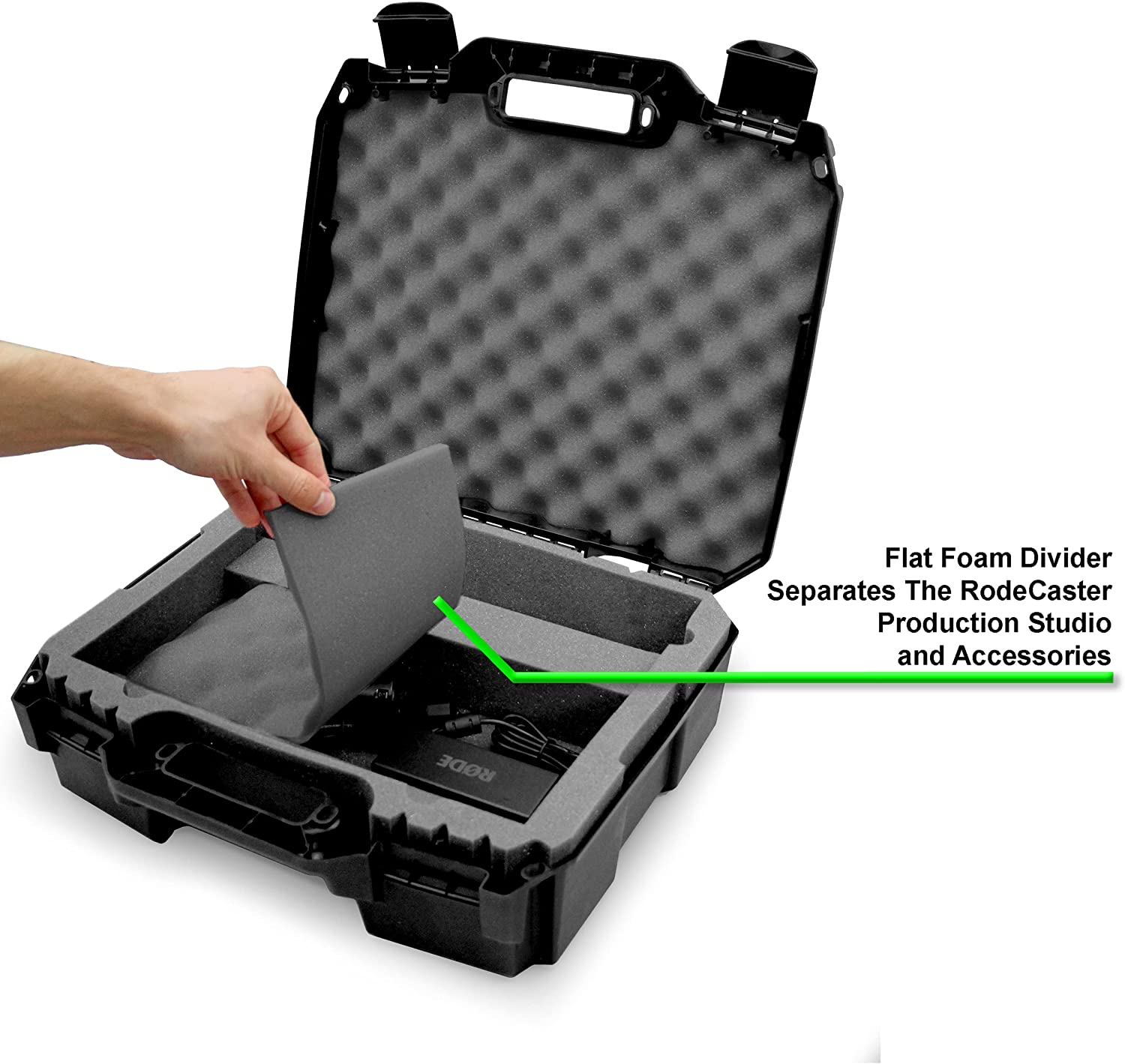 CASEMATIX Heavy Duty Podcast Equipment Carrying Case for RodeCaster Pro, Microphones & Audio Mixers - Perfect for Studio Recording, Live Streaming & Travel Protection