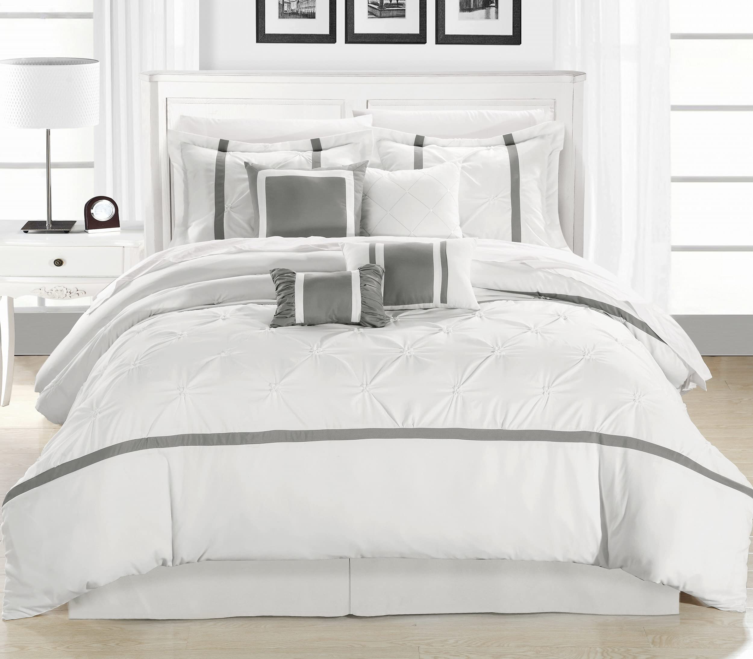 Vermont Comforter Set Queen Size - Soft Luxury Bedding for Cozy Sleep | White Chic Home Decor for Master & Guest Bedrooms