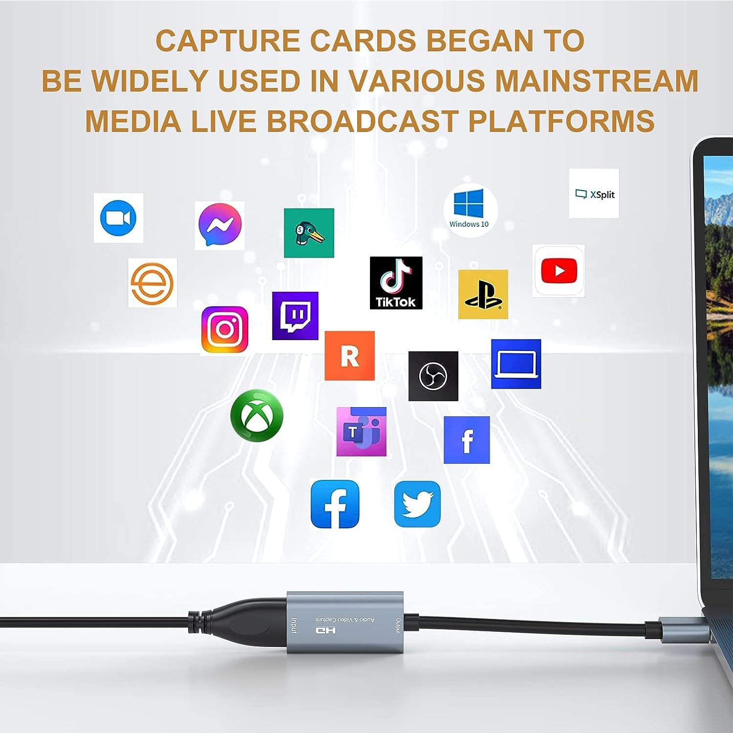 HDMI to USB C Capture Card 1080P 60fps - USB C Audio Video Capture Device for Live Streaming, Gaming, Video Conference & Recording - Compatible with PC, Mac, Laptop (Perfect for Twitch, YouTube, Zoom, Online Teaching)