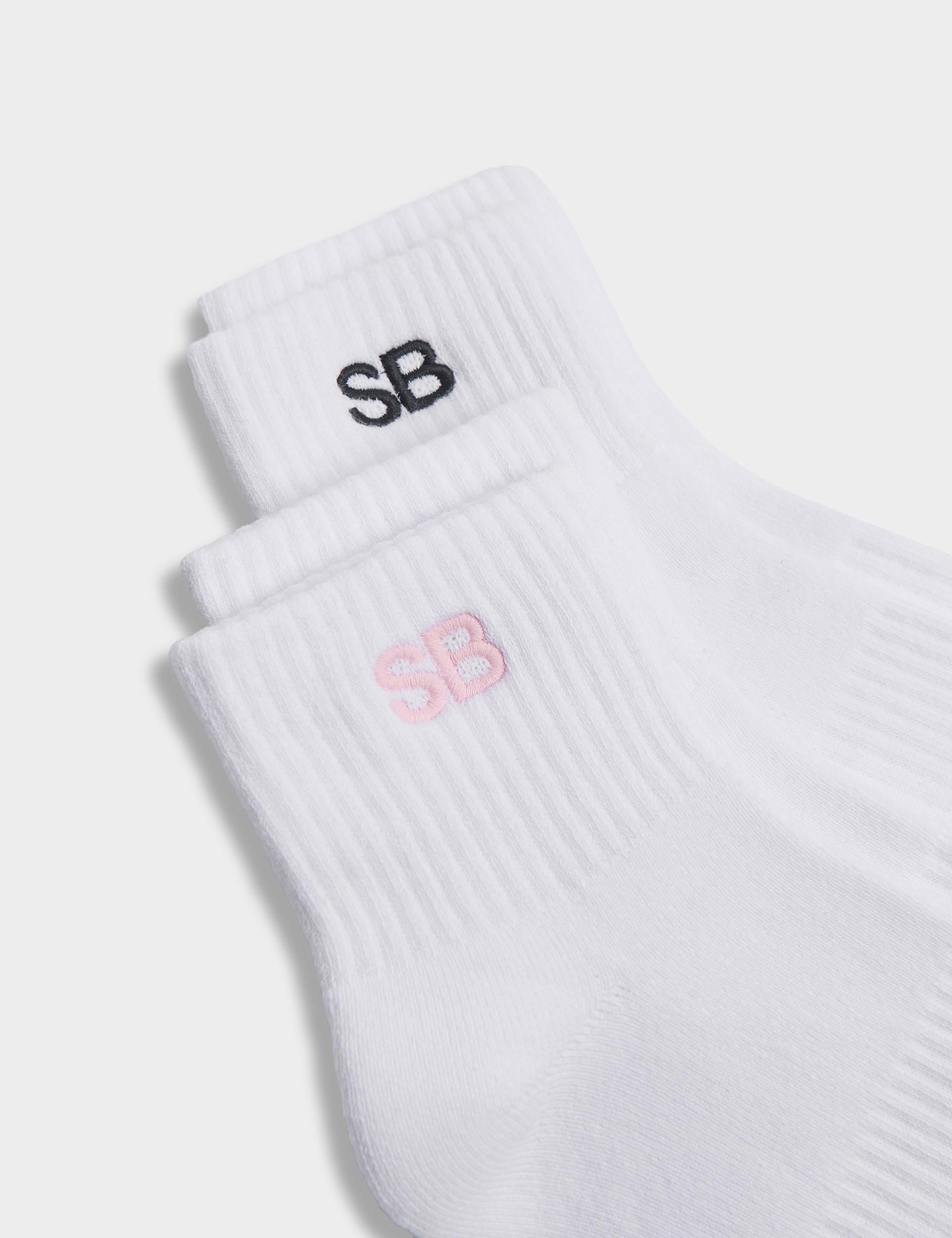 SB Logo Mini Crew Socks 2 Pack - Comfortable Cotton Ankle Socks for Men & Women - Perfect for Running, Gym, and Casual Wear - White