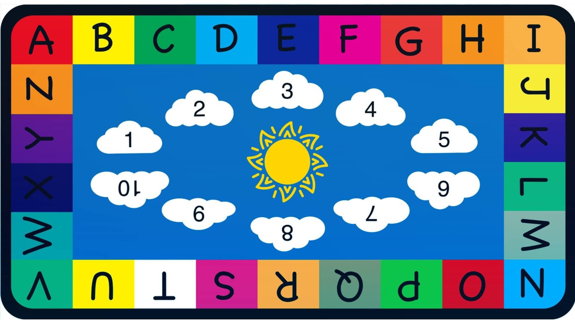 Genki Kids Classroom Rug - Colorful Educational Carpet for Elementary Schools & Playrooms - 6'6