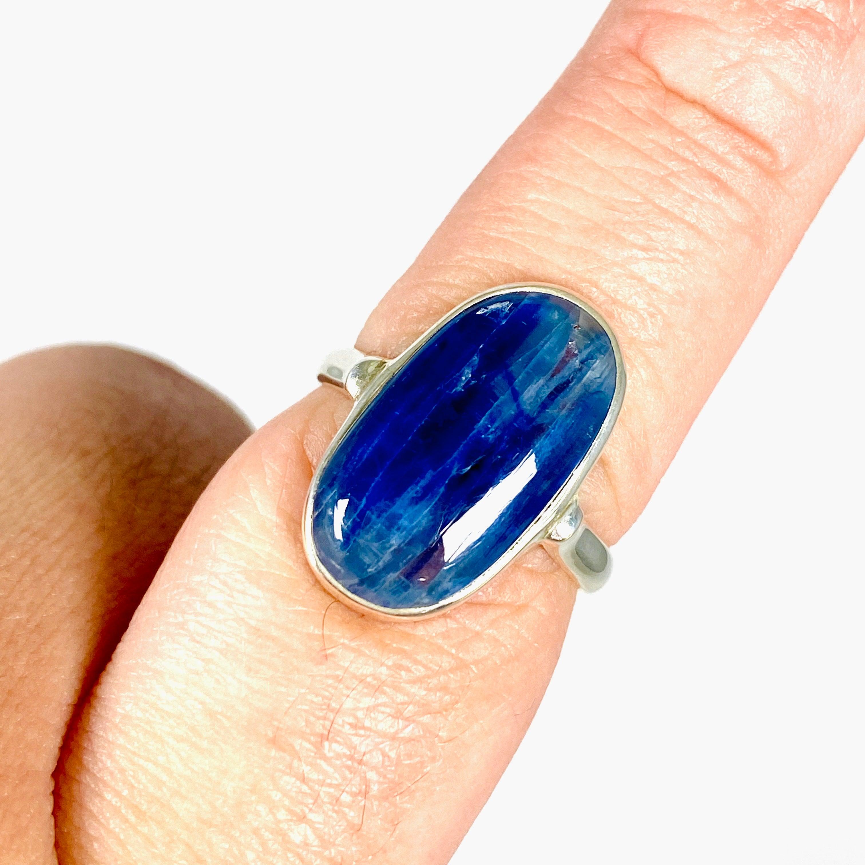Kyanite Oval Ring Size 9 - KRGJ2695 | Elegant Blue Gemstone Jewelry for Women, Perfect for Weddings & Special Occasions