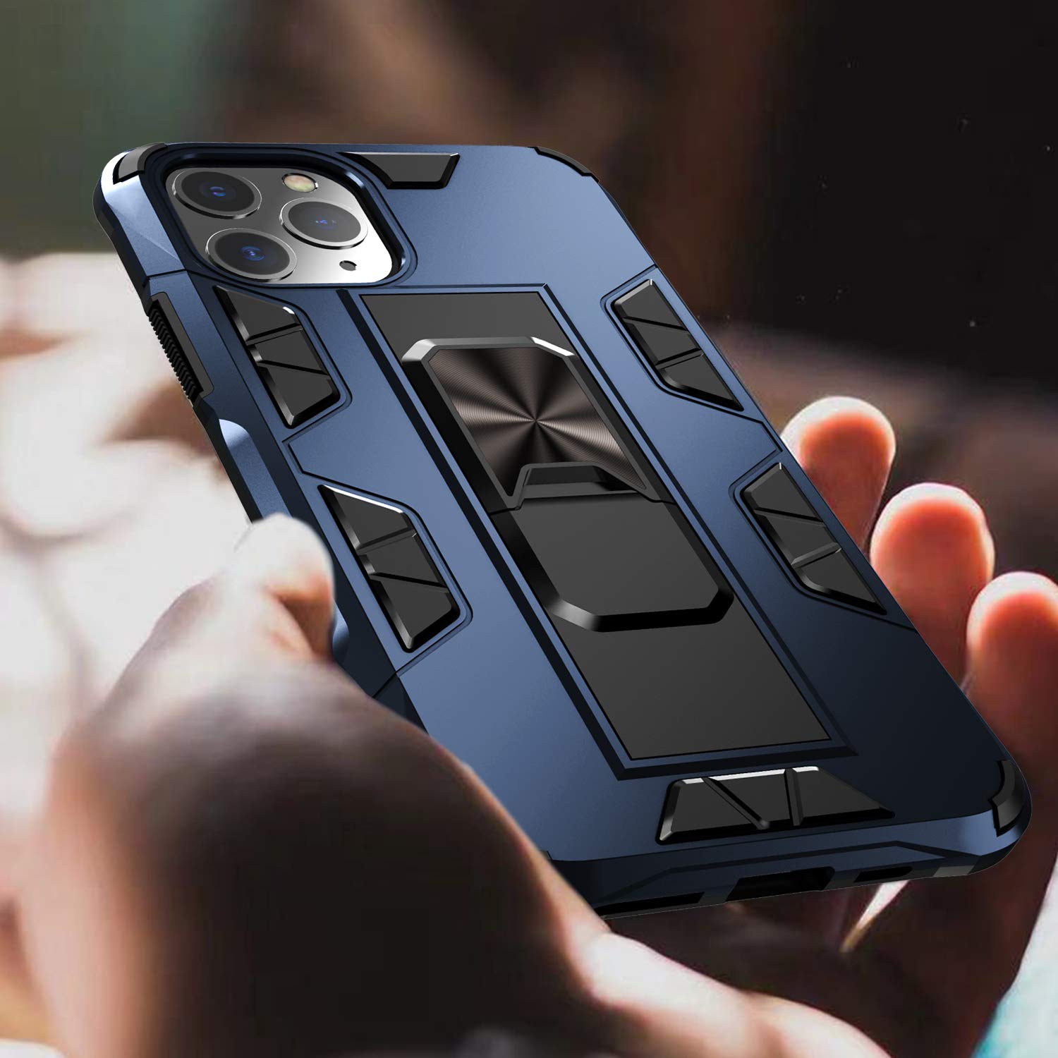 Military Shockproof iPhone 11 Pro Case with Kickstand & Magnetic Mount - Rose Gold for Outdoor & Car Use