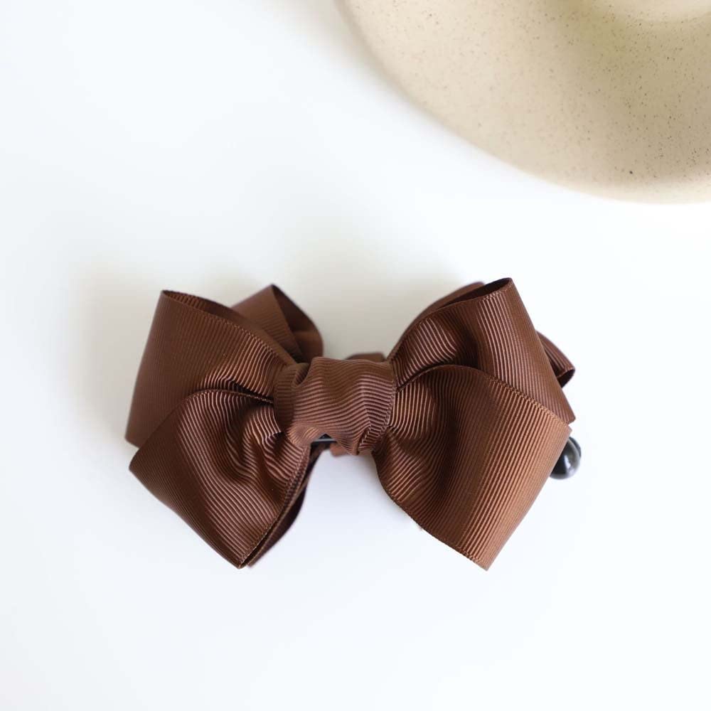 Vintage Banana Clip Hair Accessory - Retro Korean Style Ponytail Holder with Fabric Band (Coffee) for Women | Perfect for Casual, Office, and Party Hairstyles