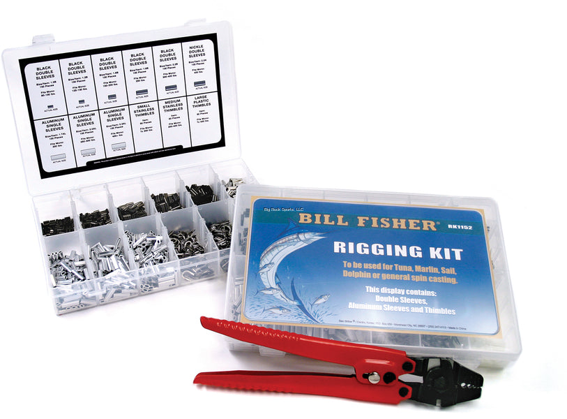 Billfisher Fishing Rigging Kit with Sleeves & Thimbles | Includes Crimper Tool | Saltwater & Freshwater Fishing Gear for Offshore & Inshore Angling