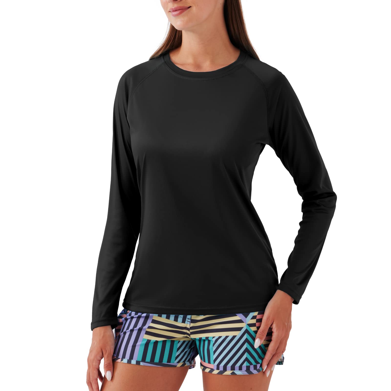 NAVISKIN Women's UPF 50+ Sun Protection Long Sleeve Shirt - Quick Dry Lightweight Rash Guard for Hiking, Swimming & Outdoor Activities