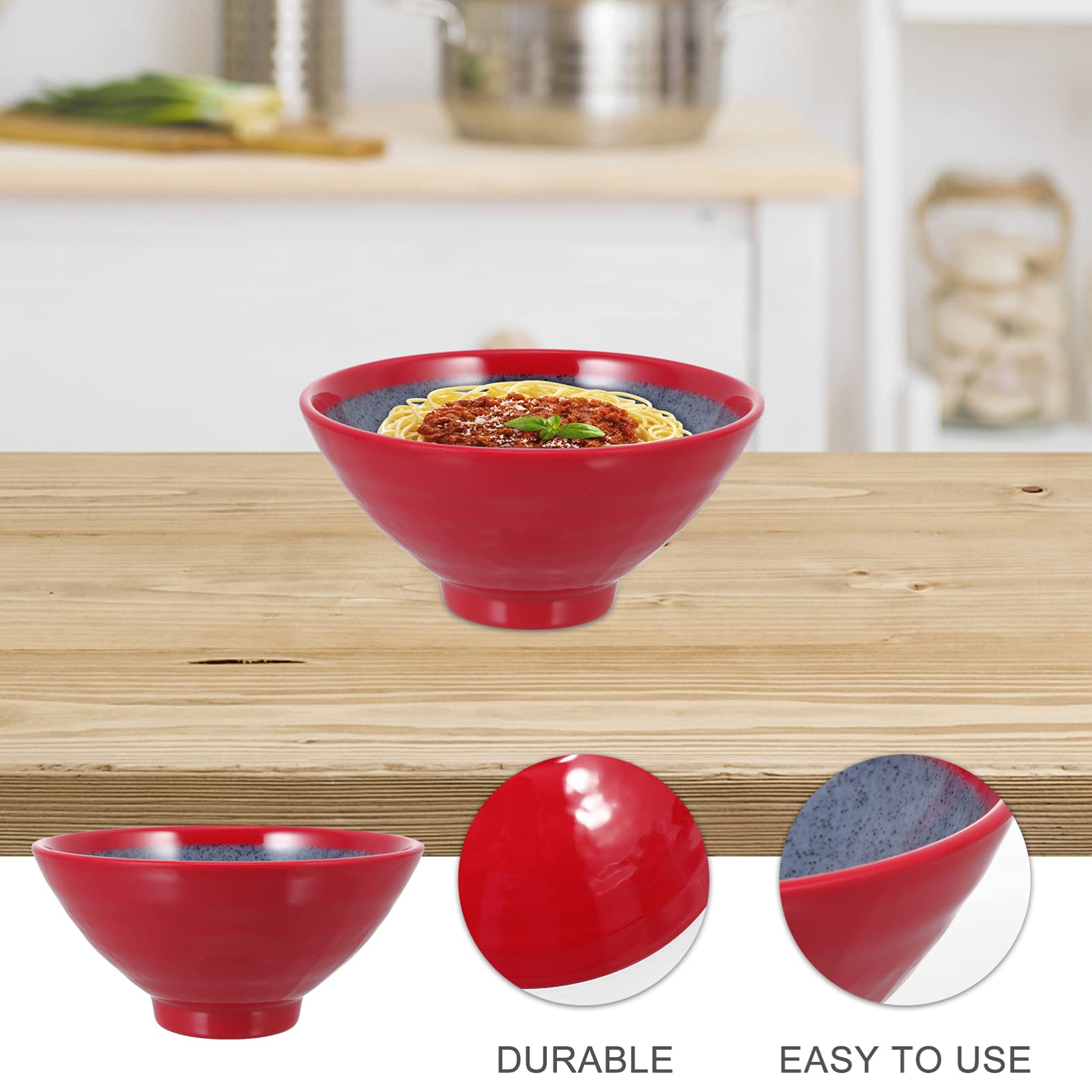 Hemoton 1-Piece Melamine Noodle Bowl - Durable Rice & Soup Bowl for Kitchen, Ramen, Dessert - Microwave Safe & Lightweight Tableware for Home, Restaurants, and Outdoor Dining
