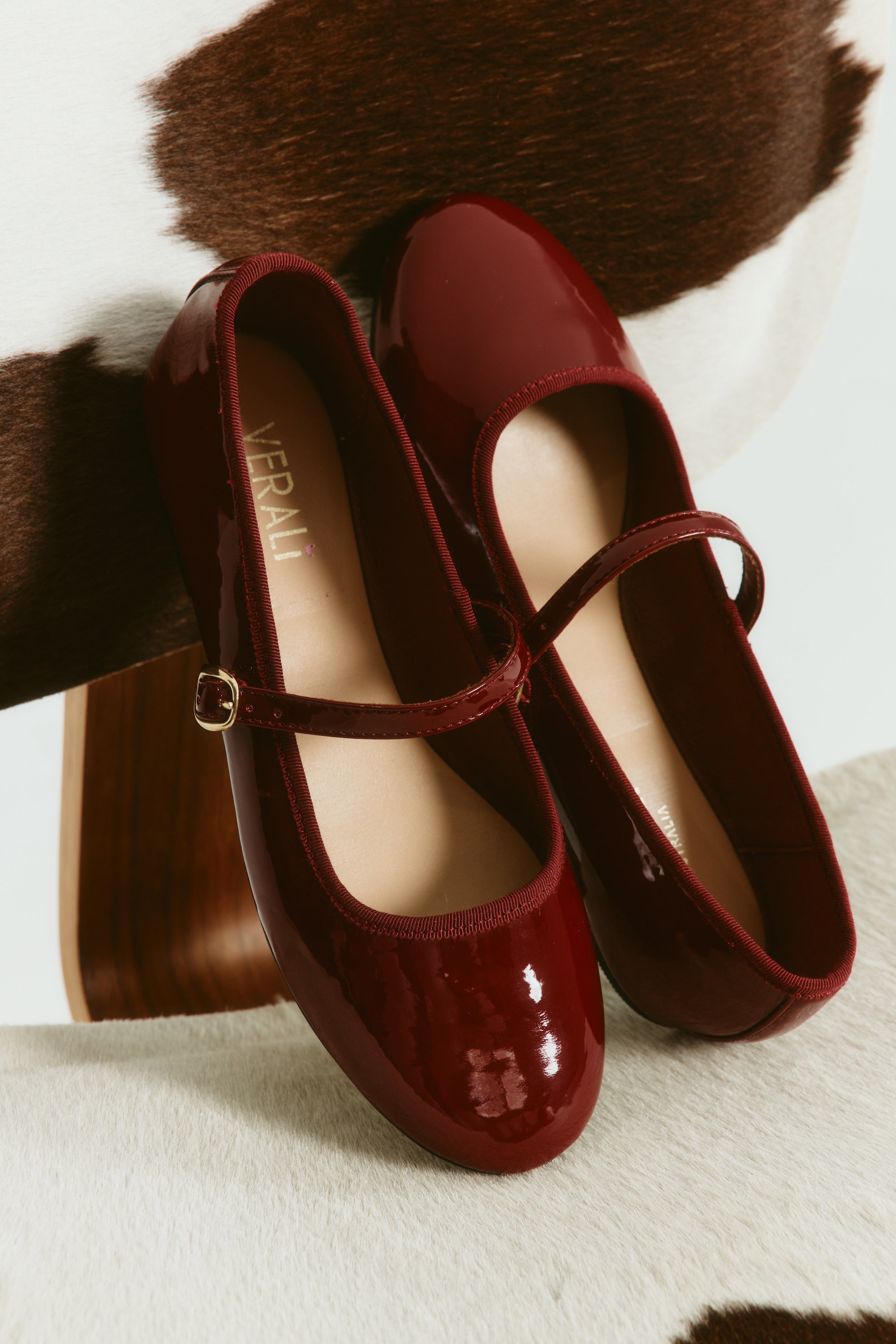 Bambi Mary Jane Flats for Women - Elegant Wine Patent Leather Shoes for Casual & Office Wear
