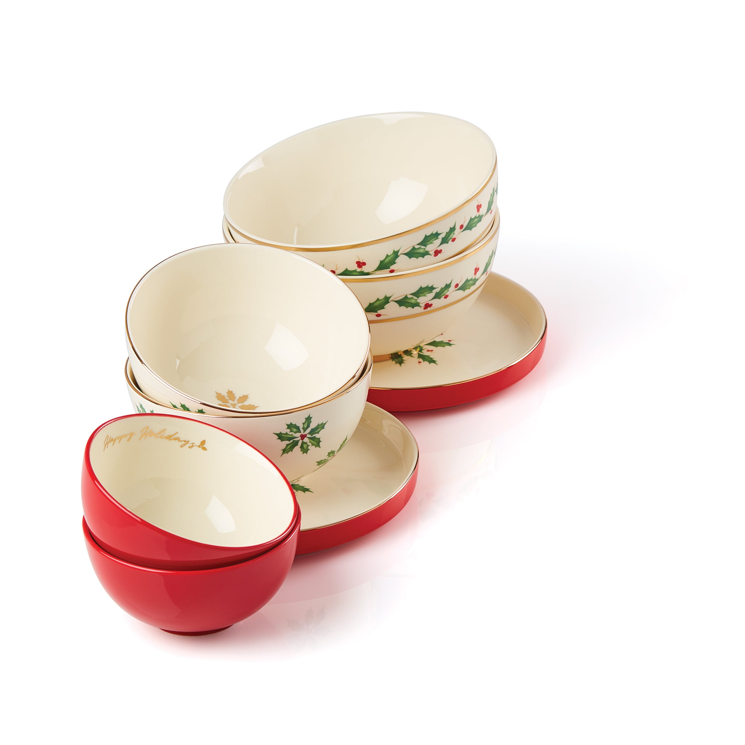 8-Piece Nesting Dinnerware Set for Holiday & Everyday Use - Space-Saving Dishware for Parties, Camping & Small Kitchens