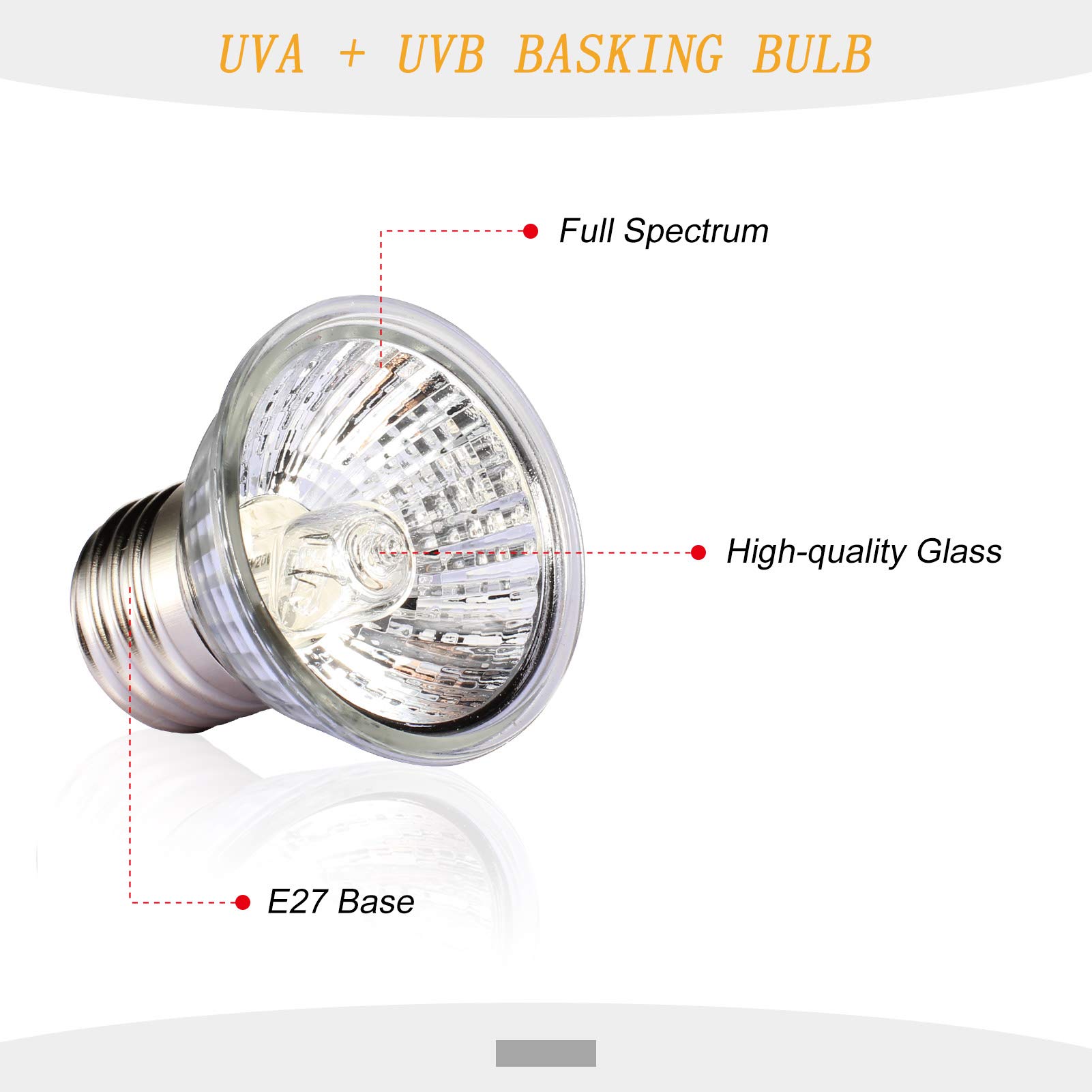 AOMRYOM 50W UVA UVB Reptile Light - Full Spectrum Sun Lamp & Heat Bulb for Lizards, Turtles, Tortoises, Bearded Dragons, Snakes & Amphibians - Pack of 6 - Ideal for Terrariums, Vivariums & Reptile Habitats