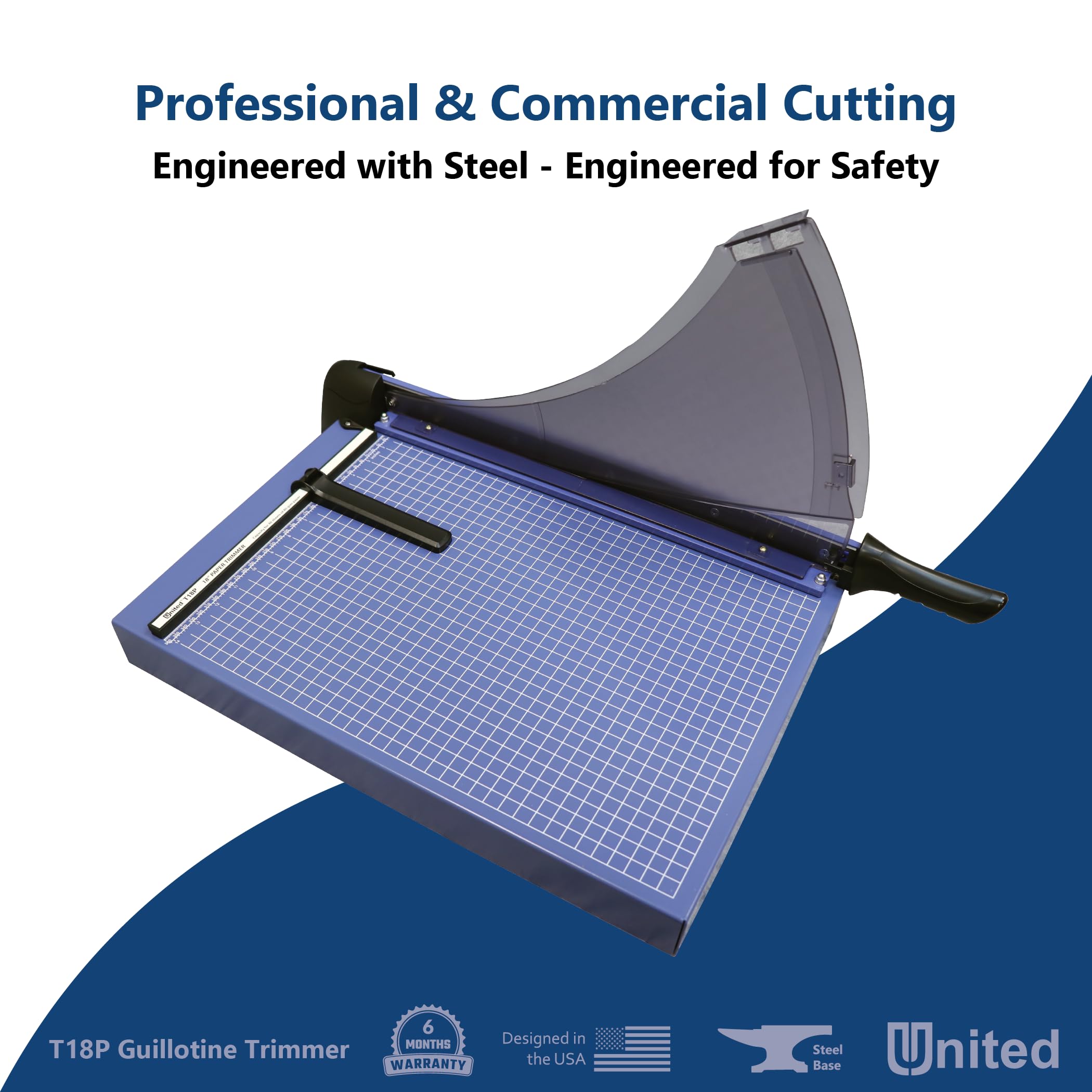 United Office Products T18P Professional Guillotine Paper Trimmer - 18 Inch Heavy Duty Metal Paper Cutter with 40 Sheet Capacity for Office, School, Craft Projects | Perfect for Document Cutting, Scrapbooking & Classroom Use