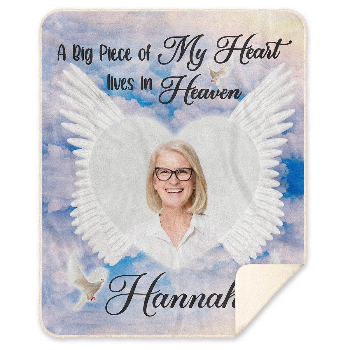Heaven Memorial Fleece Blanket - Custom Photo Sherpa Blanket 50x60 - Premium Mink Woven Blanket for Comfort, Grieving & Remembrance - Perfect for Memorial Gifts, Sympathy Comfort & Home Decor