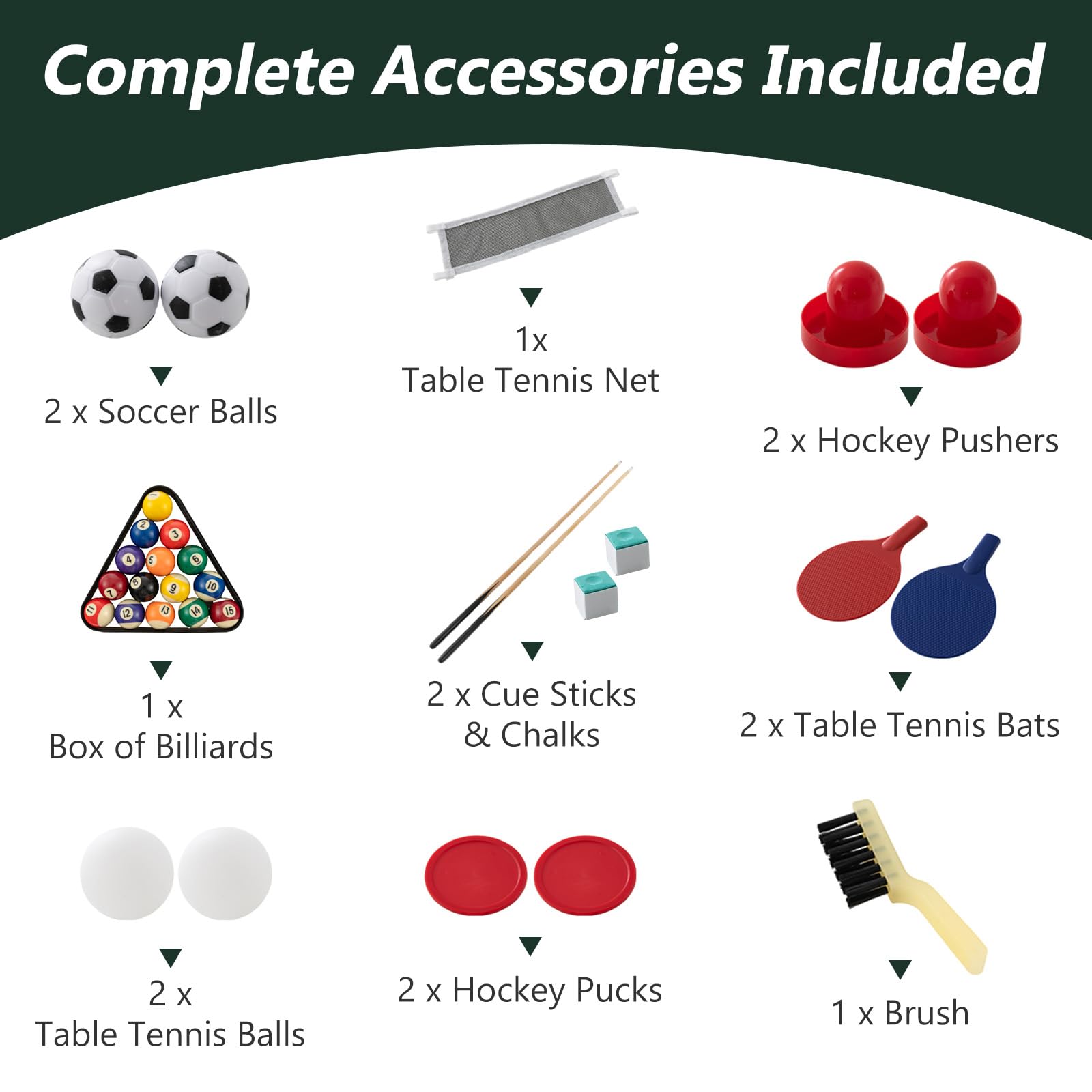 Goplus 4-in-1 Multi Game Table Set - Pool Billiards, Air Hockey, Foosball & Table Tennis Combo - Stackable Arcade Tabletop for Home, Game Room, Family Party & Indoor Entertainment