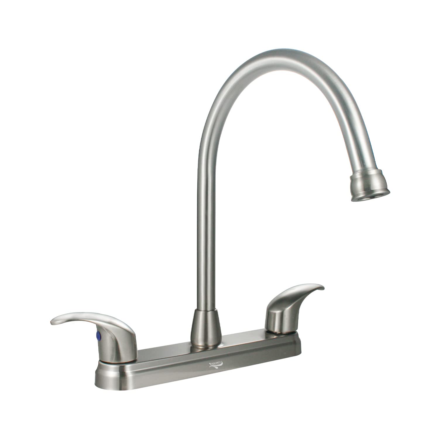 2 Handle High Arc Swivel Kitchen Faucet - Brushed Nickel Stainless Steel Sink Faucet with Solid Brass Construction - Perfect for Modern & Commercial Kitchens (Model CV-80100-2)