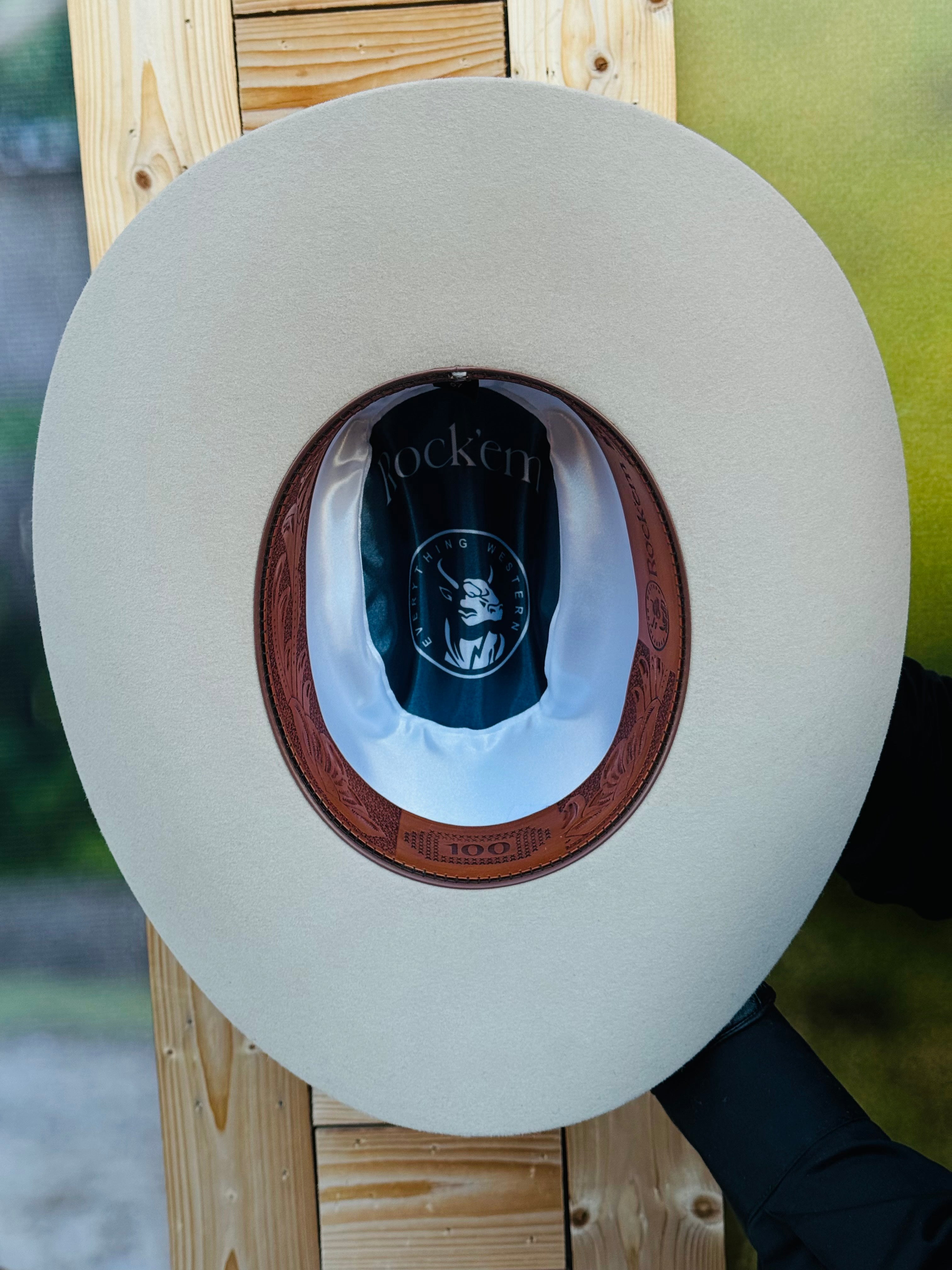 Rock'em 100x Johnson Felt Hat for Men - Classic Western Cowboy Hat for Outdoor Rodeo, Country Music Festivals & Ranch Work