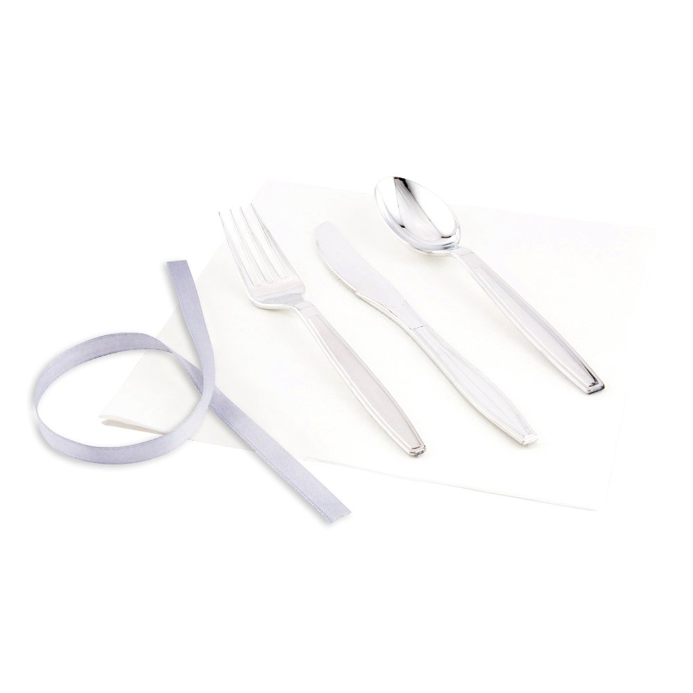 Premium 100-Pack Silver Plastic Cutlery Sets - 7.3