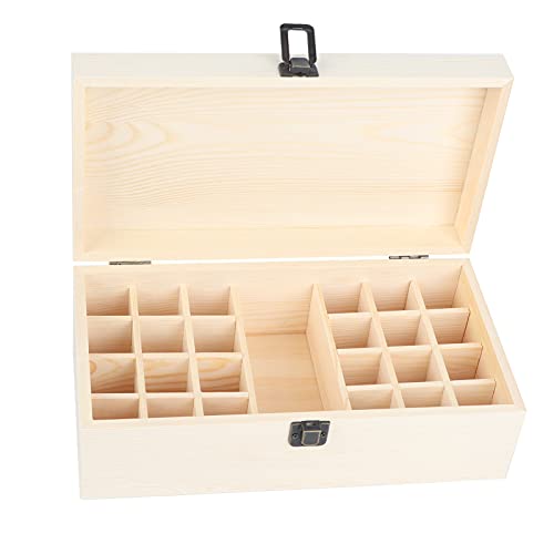 Premium Wooden Essential Oil Storage Box - Holds 25 Bottles, Aromatherapy Organizer & Display Case for Home, Spa, Yoga Studio, and Massage Therapy Use